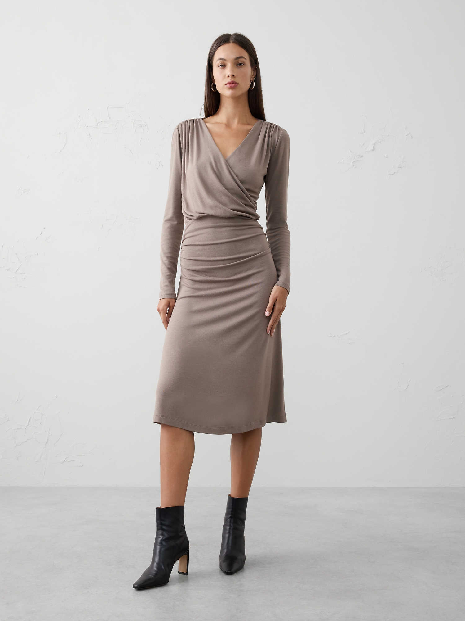 Image number 1 showing, Soft Luxe Knit Wrap Midi Dress