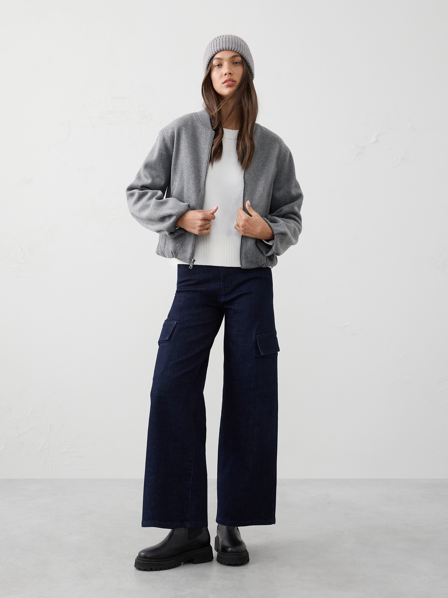 Brushed Bomber Jacket - Light Gray Heather