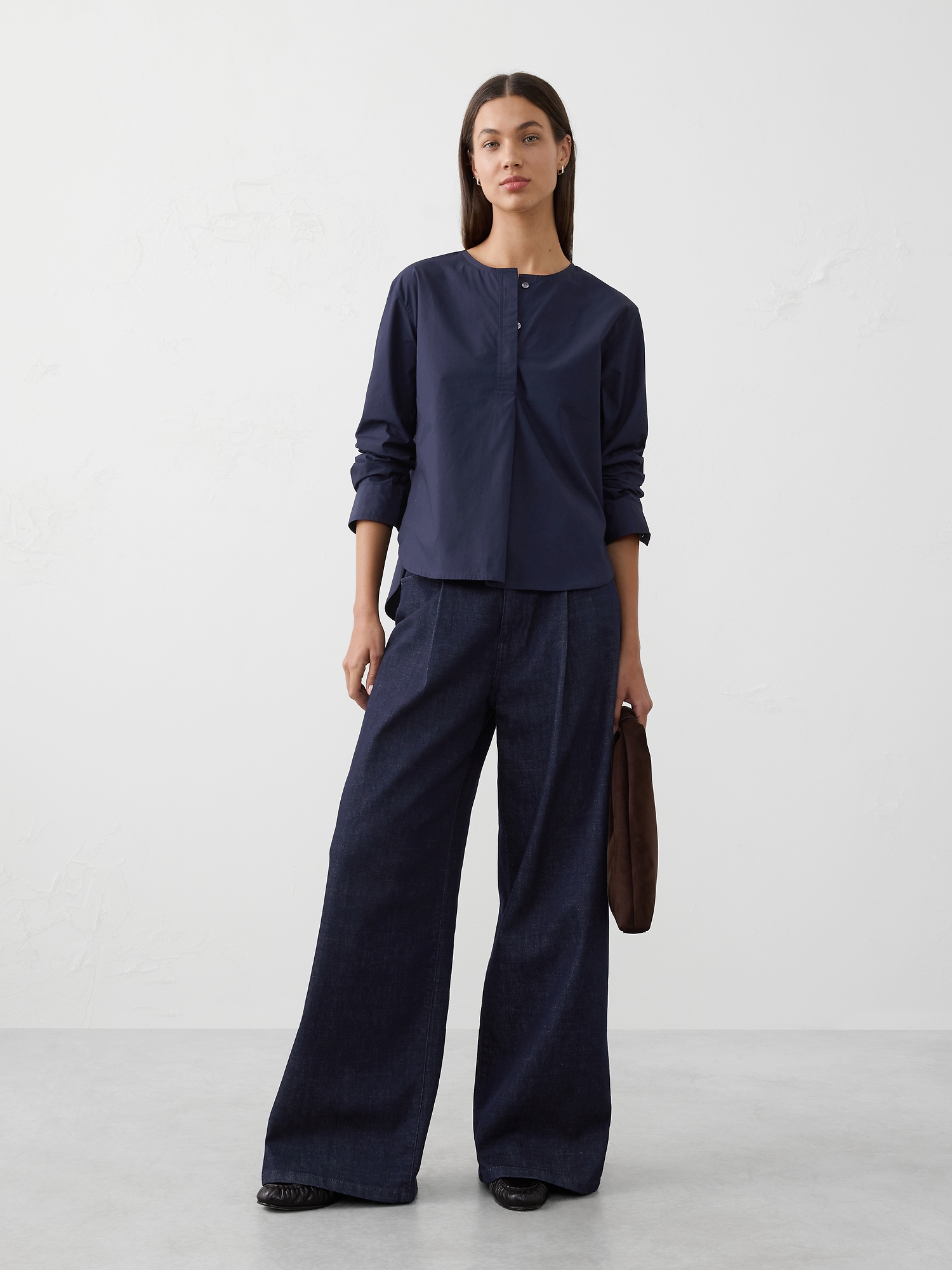 Placket Popover Shirt - Preppy Navy