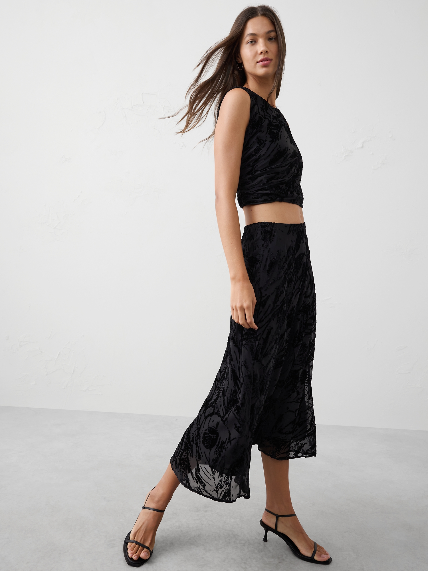 Velvet Burnout Midi Skirt