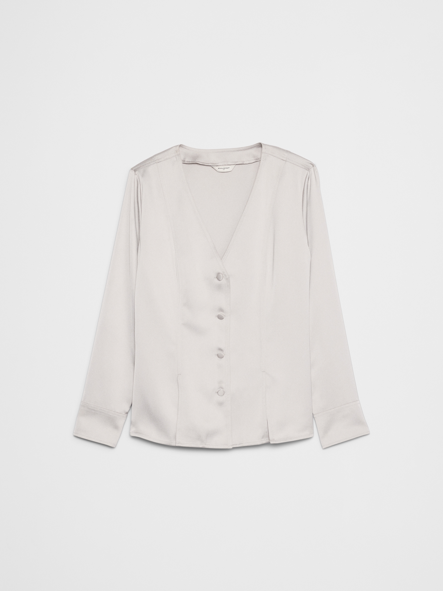 Image number 4 showing, Silky Seamed Slit Blouse