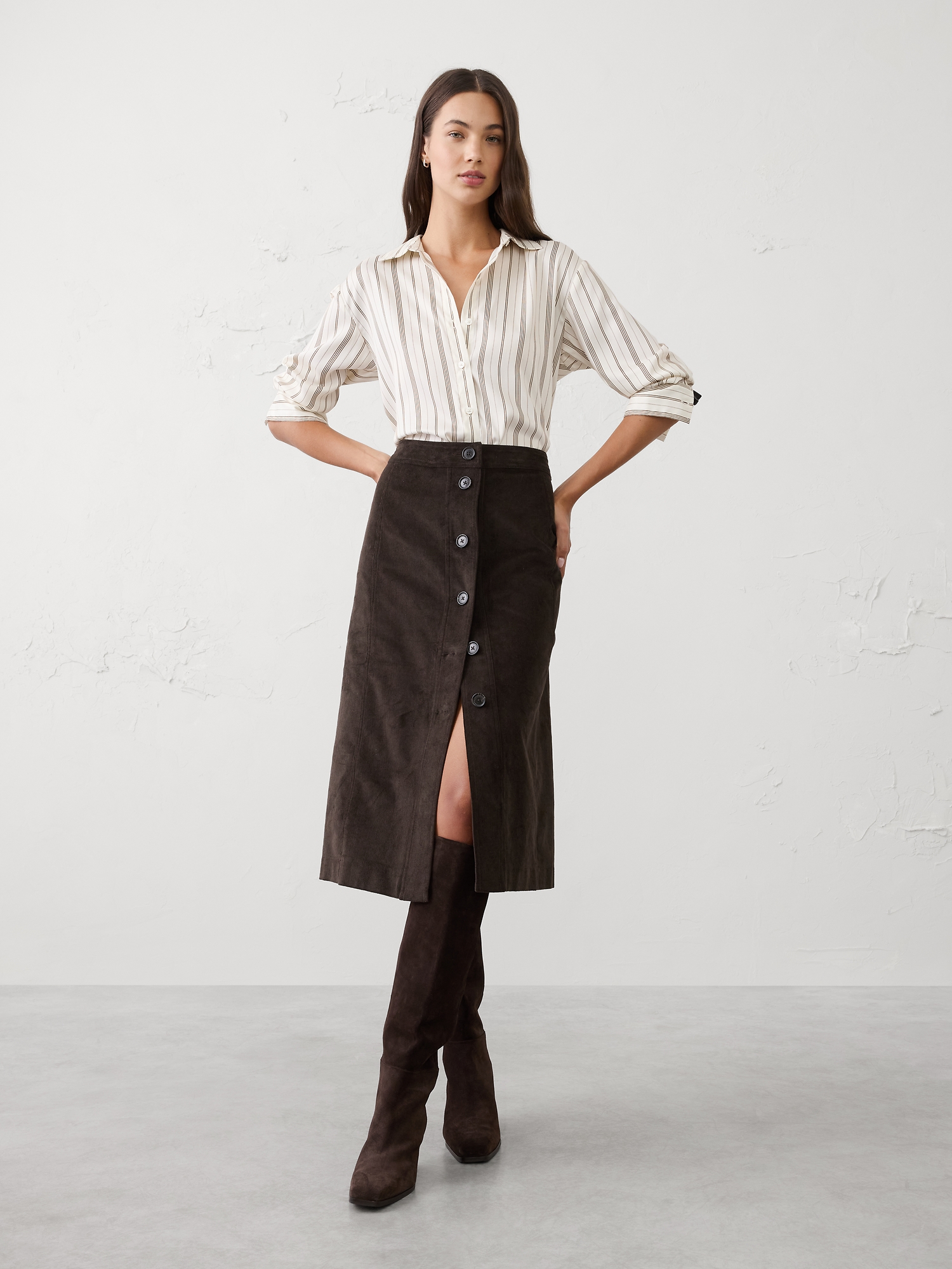 Image number 1 showing, Corduroy Midi Skirt