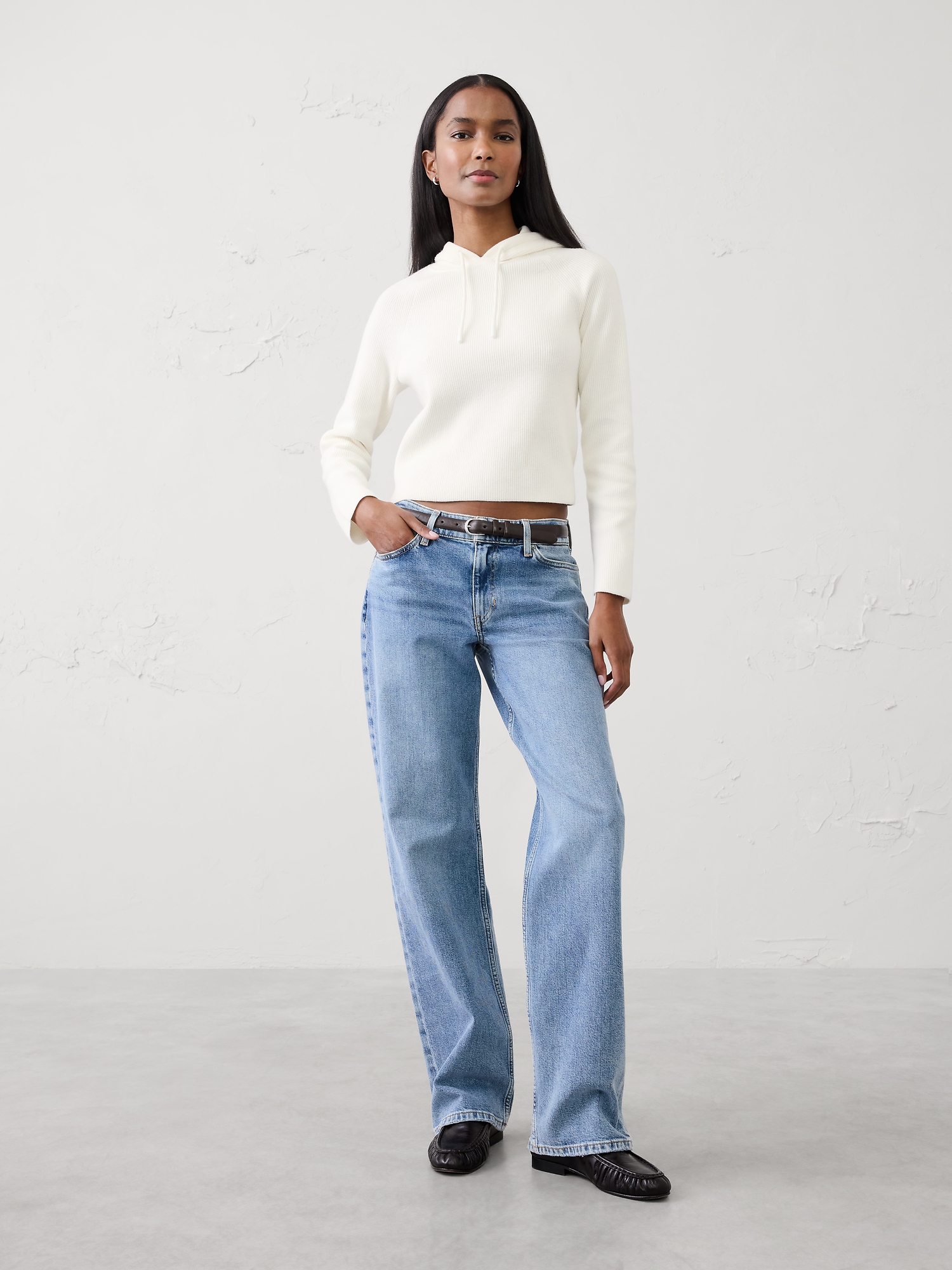 Chandail à capuchon en tricot côtelé