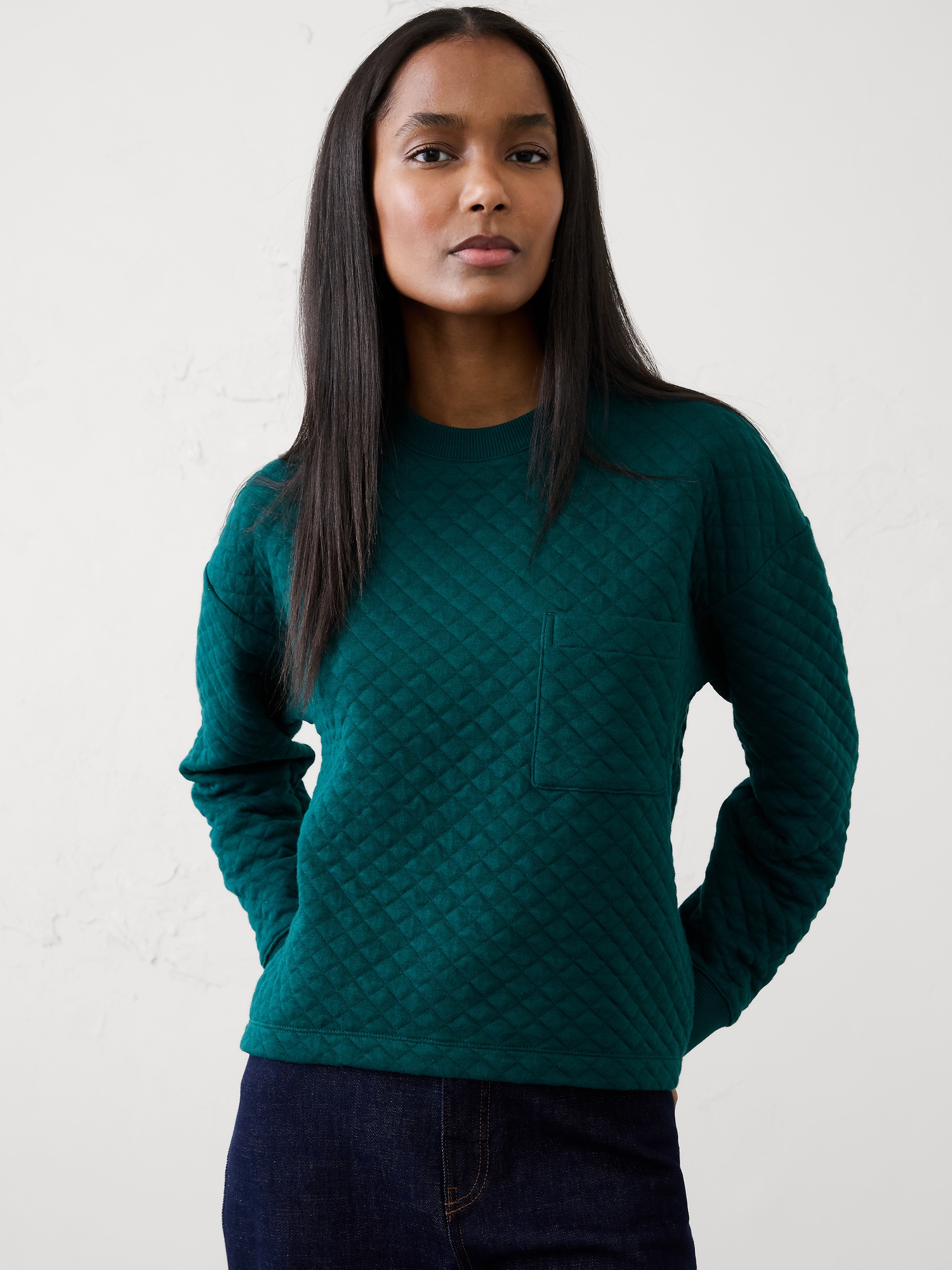 Quilted Sweatshirt - Sapphire Green