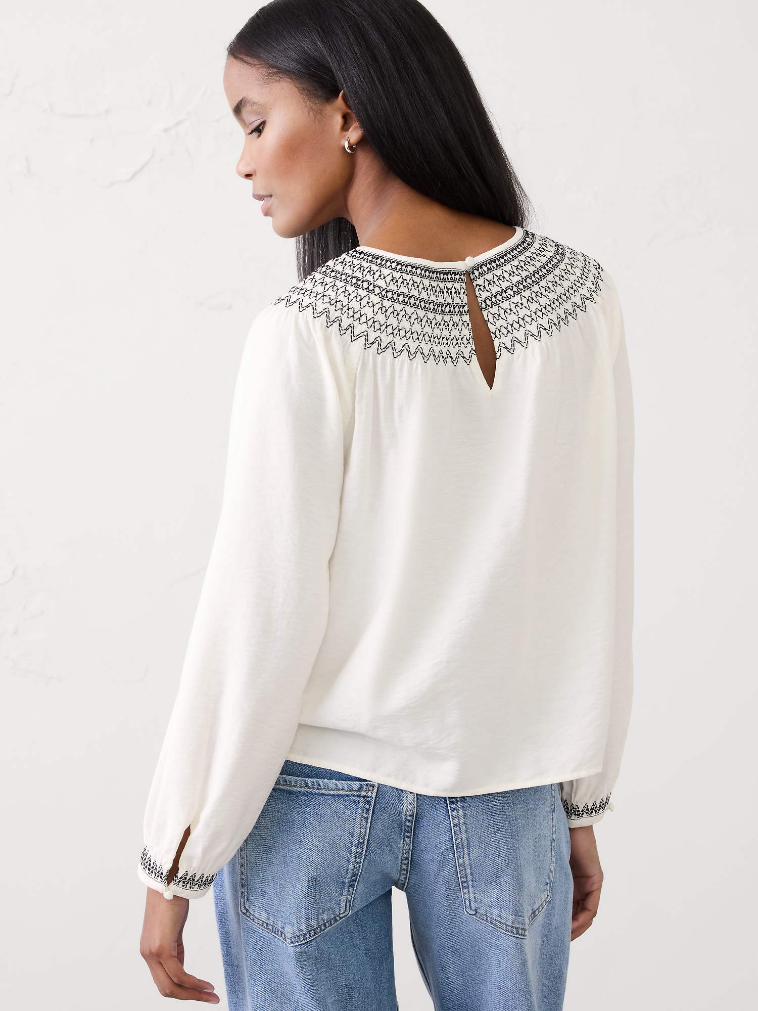 Image number 2 showing, Embroidered-Neck Top