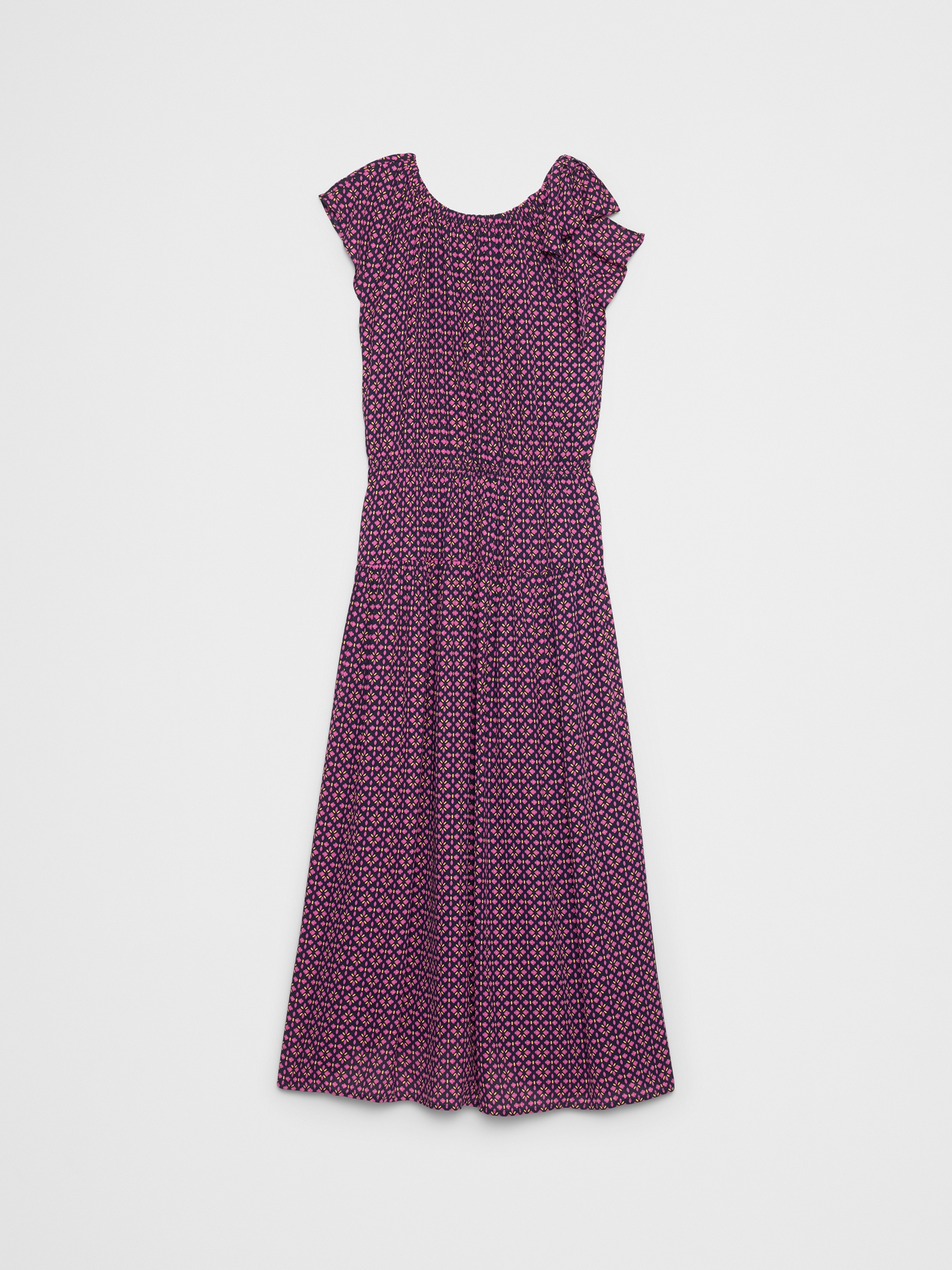 L'image numéro 4 présente Robe mi-longue à encolure froncée et jupe taille basse.