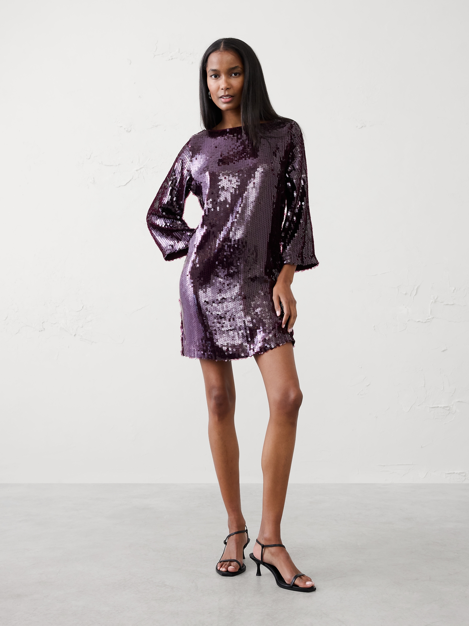 Image number 1 showing, Sequin Open-Back Mini Fit-and-Flare Dress