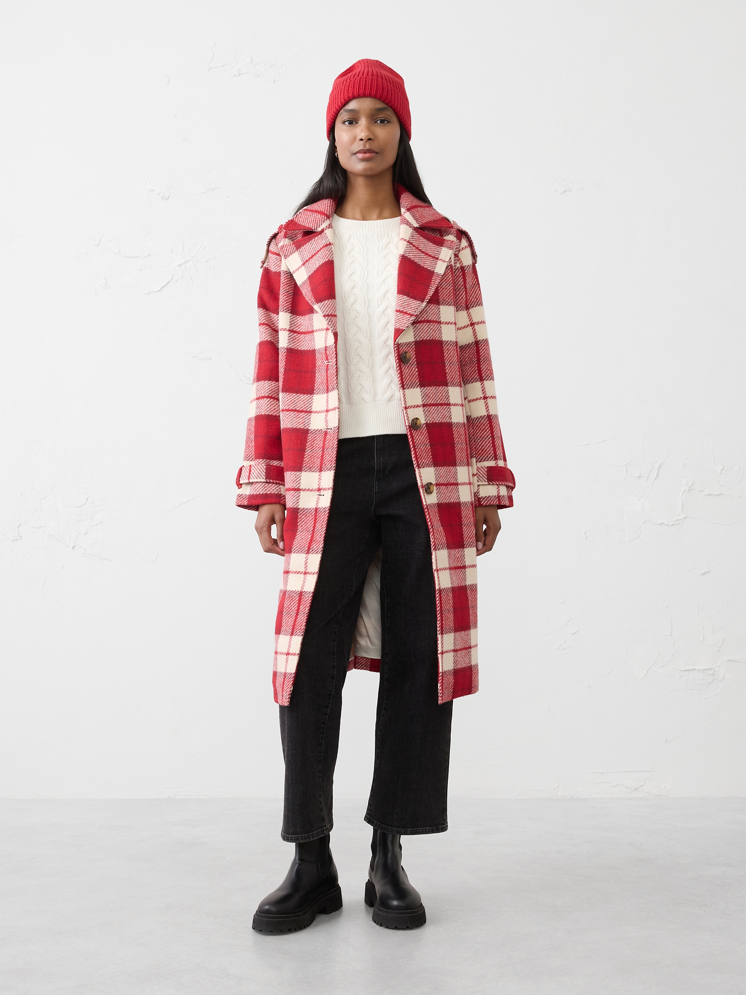Image number 1 showing, Plaid Coat