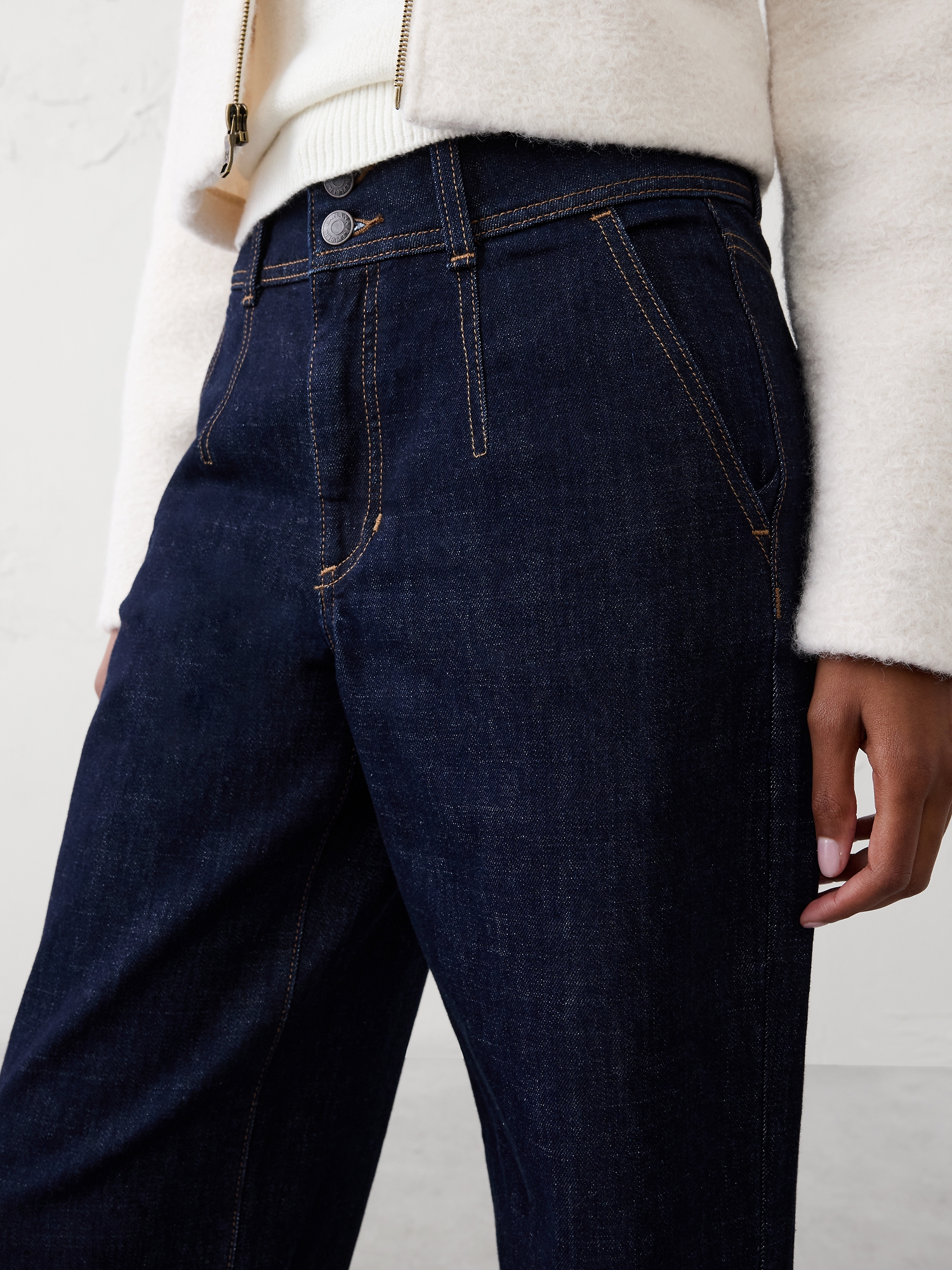 Image number 3 showing, Wide-Leg High-Rise Darted Trouser Jean