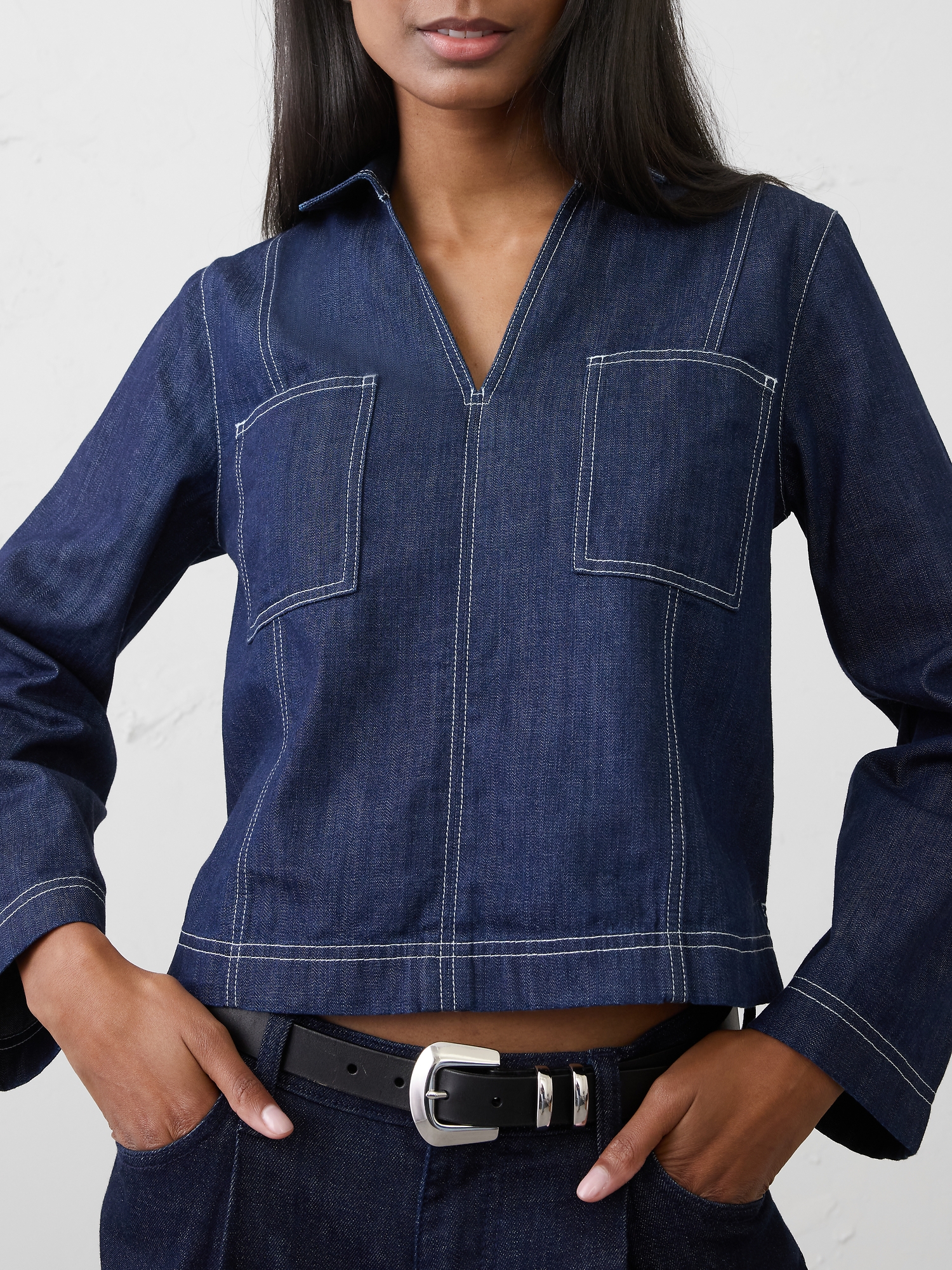 Image number 3 showing, Chambray Popover Top