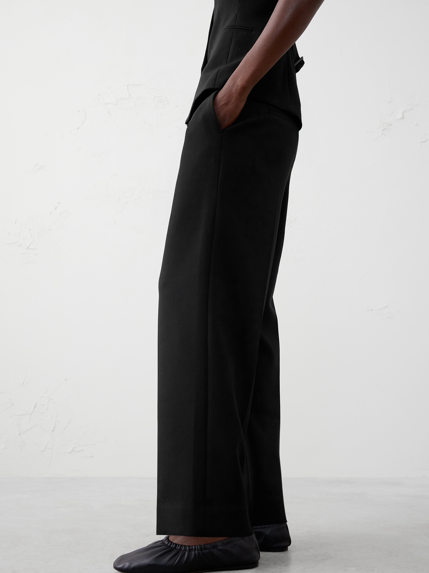 Image number 3 showing, Straight High-Rise Double Weave Trouser