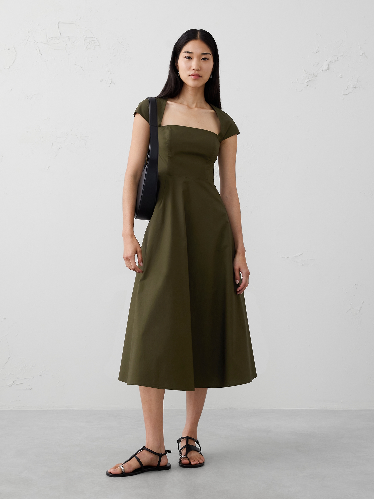 Square-Neck Midi Dress | Banana Republic Factory