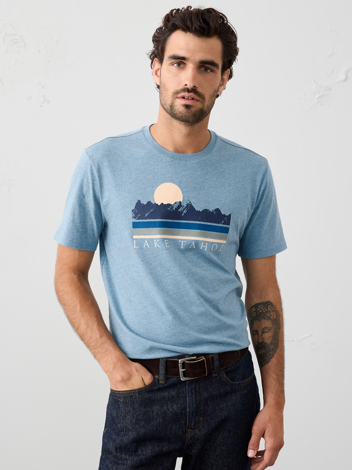 T-shirt à imprimé - Bleu Cabo