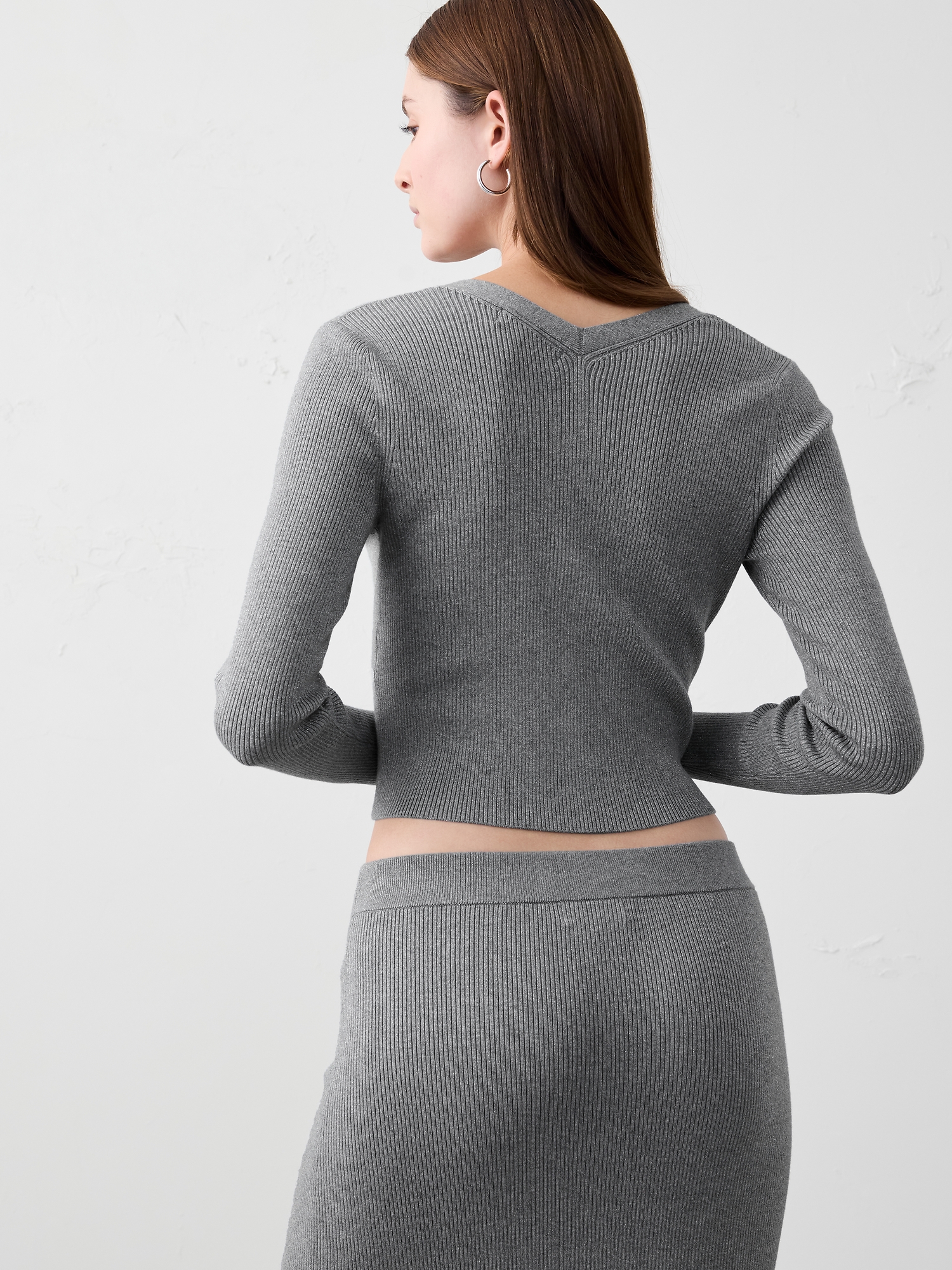 Image number 2 showing, Lurex Ribbed Cardigan Sweater