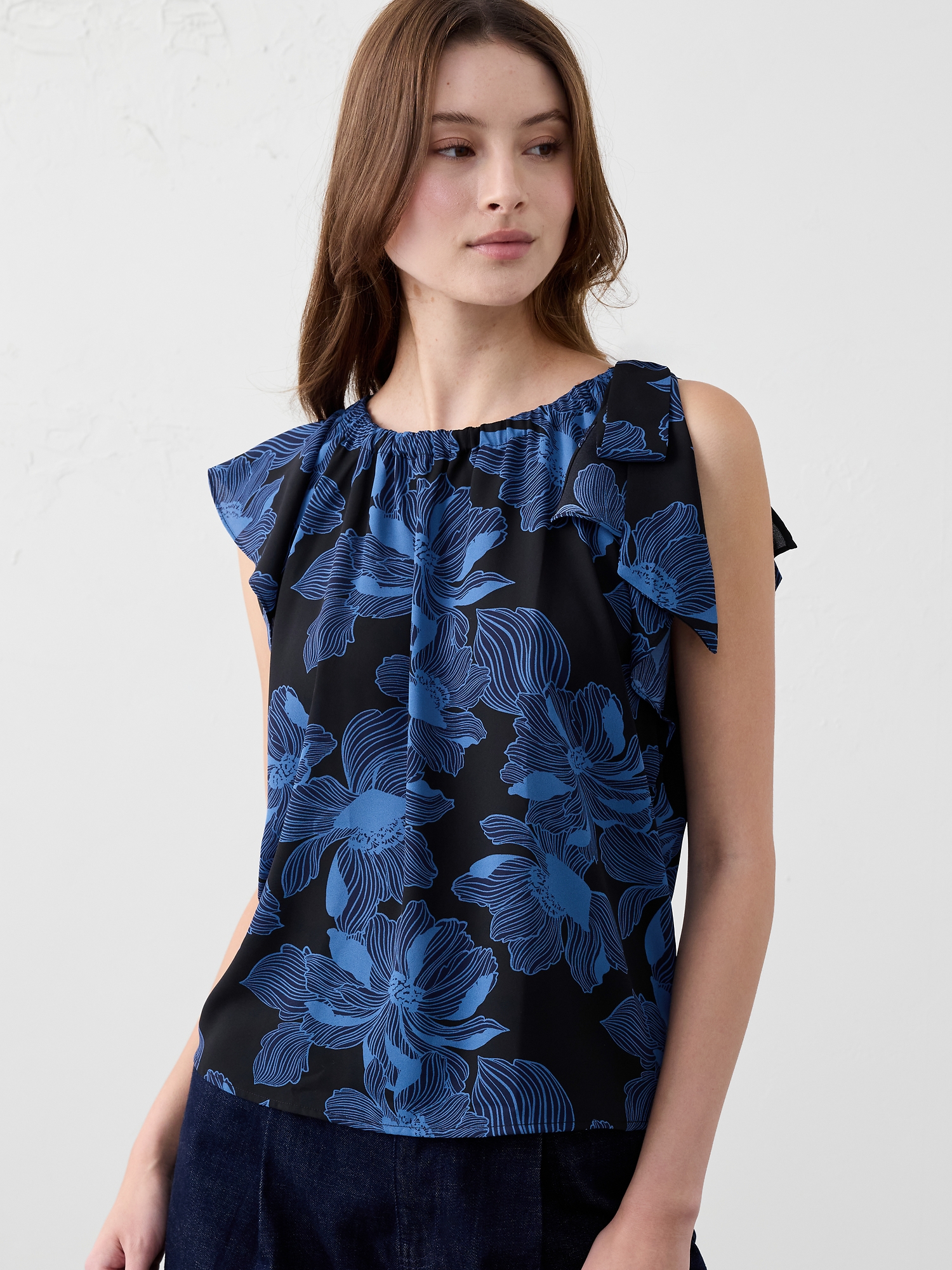 Image number 1 showing, Georgette Tied-Shoulder Top