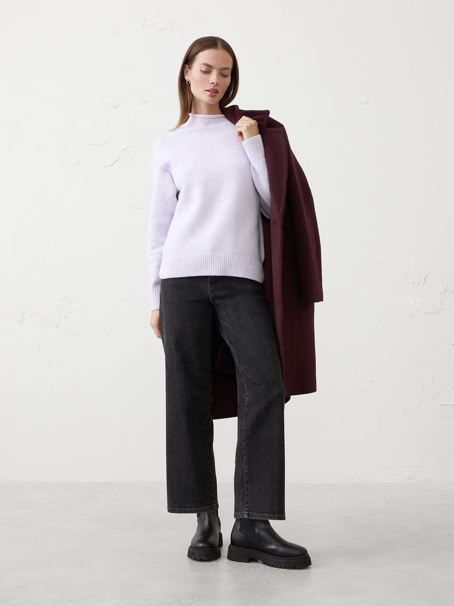 Perfectly Soft Roll-Neck Sweater - Light Purple Heather