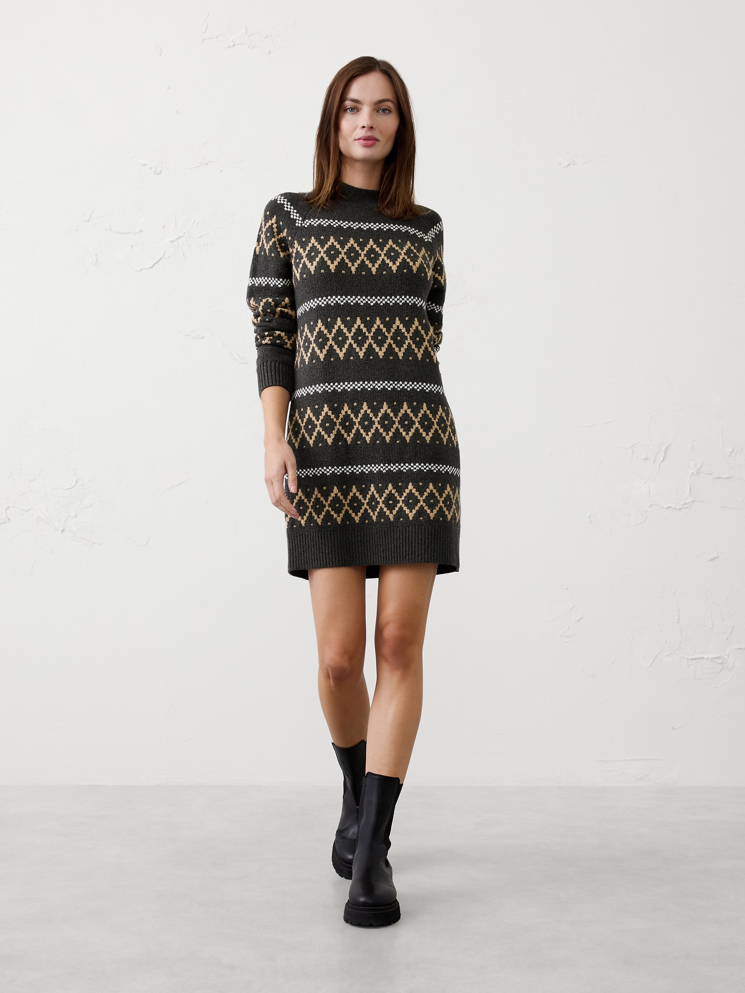Image number 1 showing, Fair Isle Mini Sweater Dress