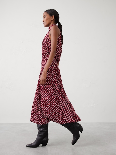 Dropped-Waist Midi Skirt