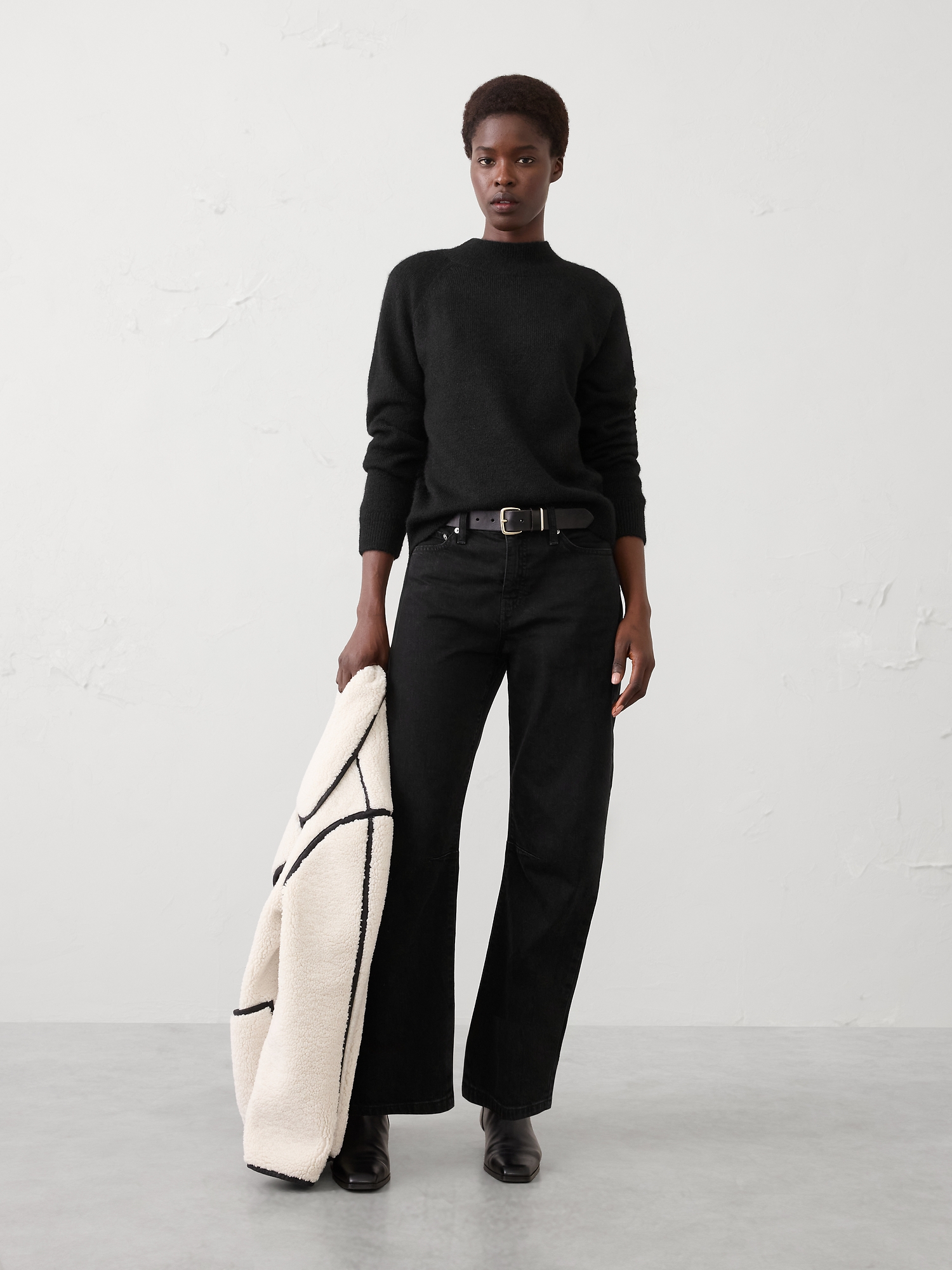 Brushed Pullover Sweater - Black
