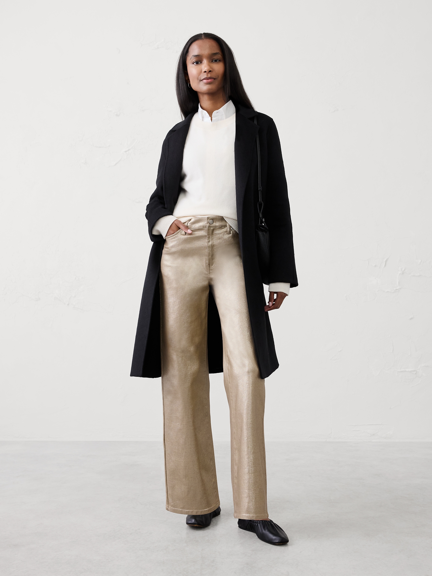 Image number 3 showing, Straight High-Rise Metallic Pant
