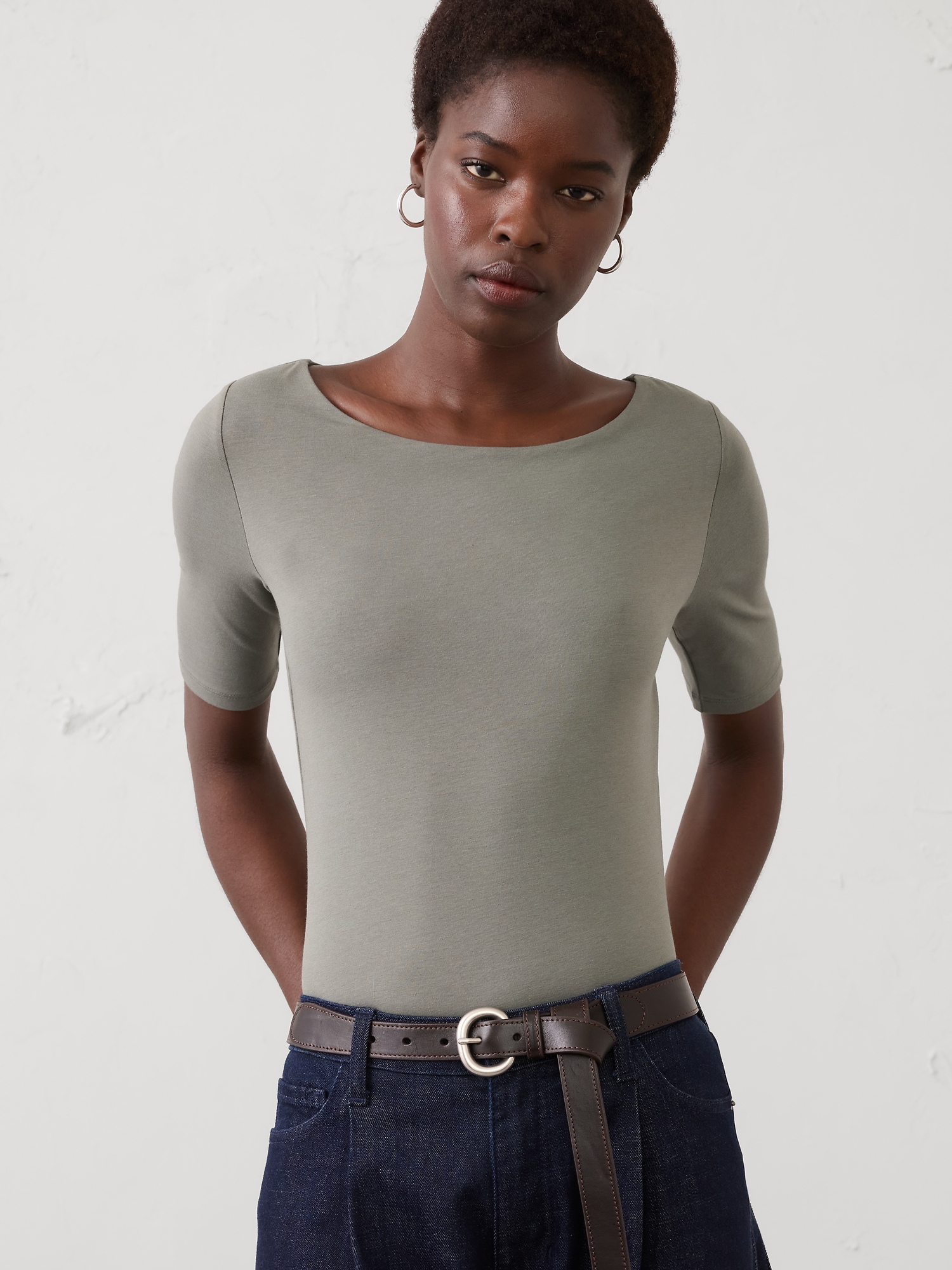 Image number 1 showing, Soft Stretch Elbow-Sleeve Top