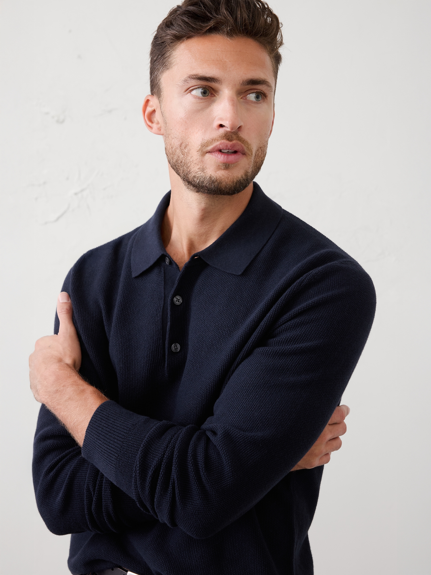 Seed Stitch Sweater Polo