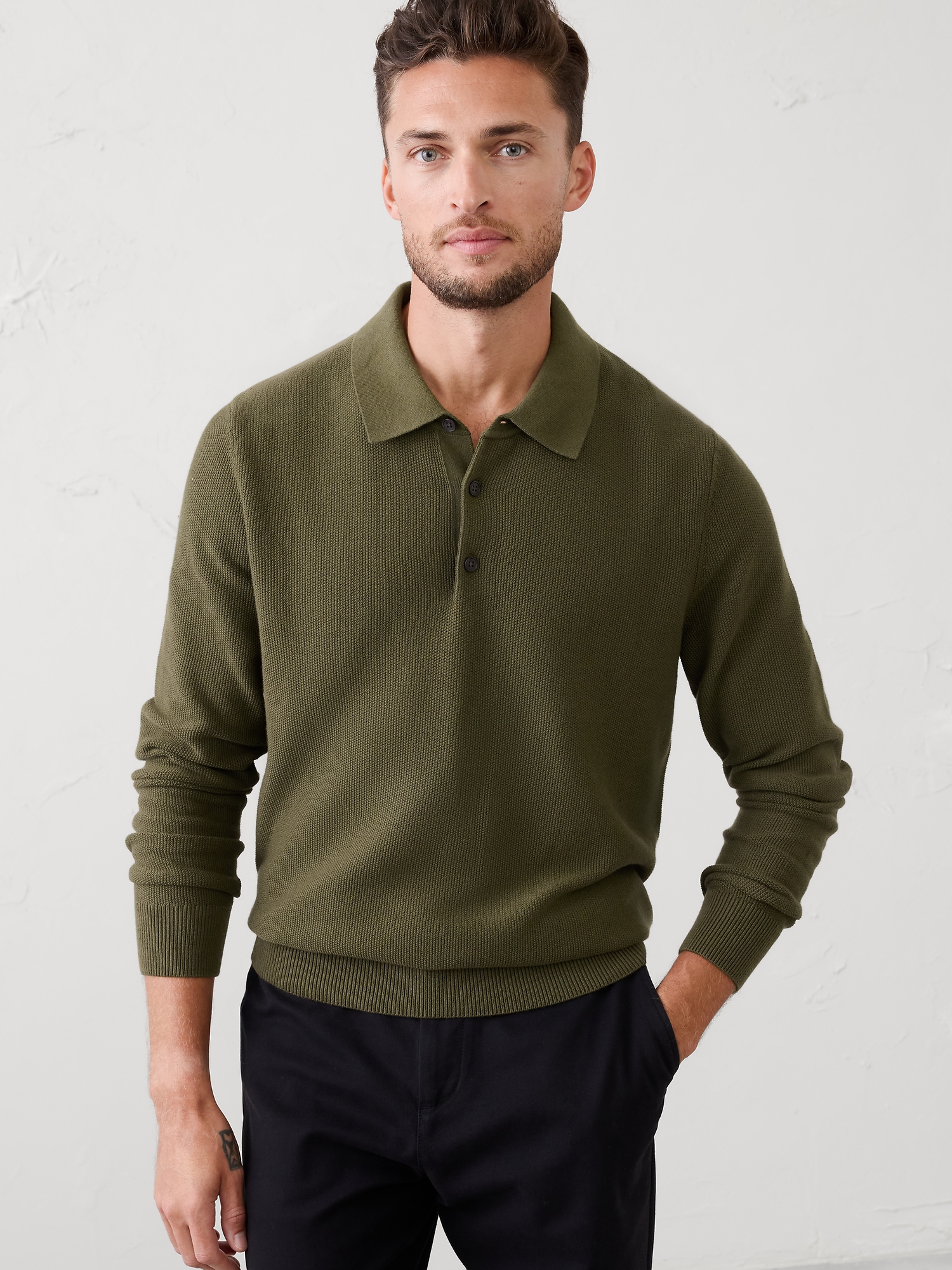 Seed Stitch Sweater Polo