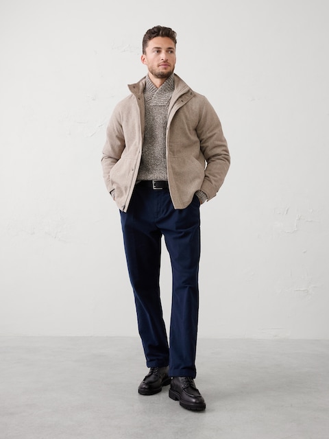 Wool-Blend Mock-Neck Jacket