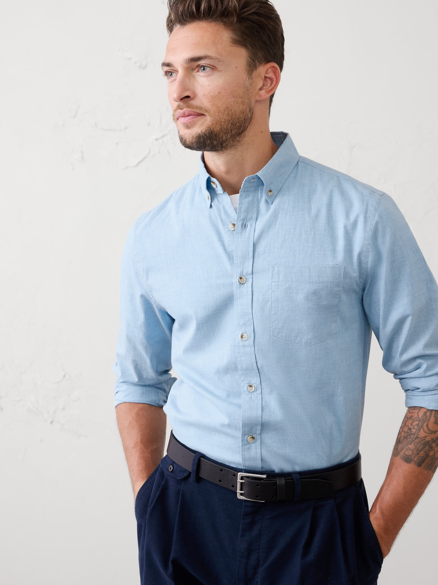 Image number 3 showing, Slim-Fit Softwash Cotton Shirt