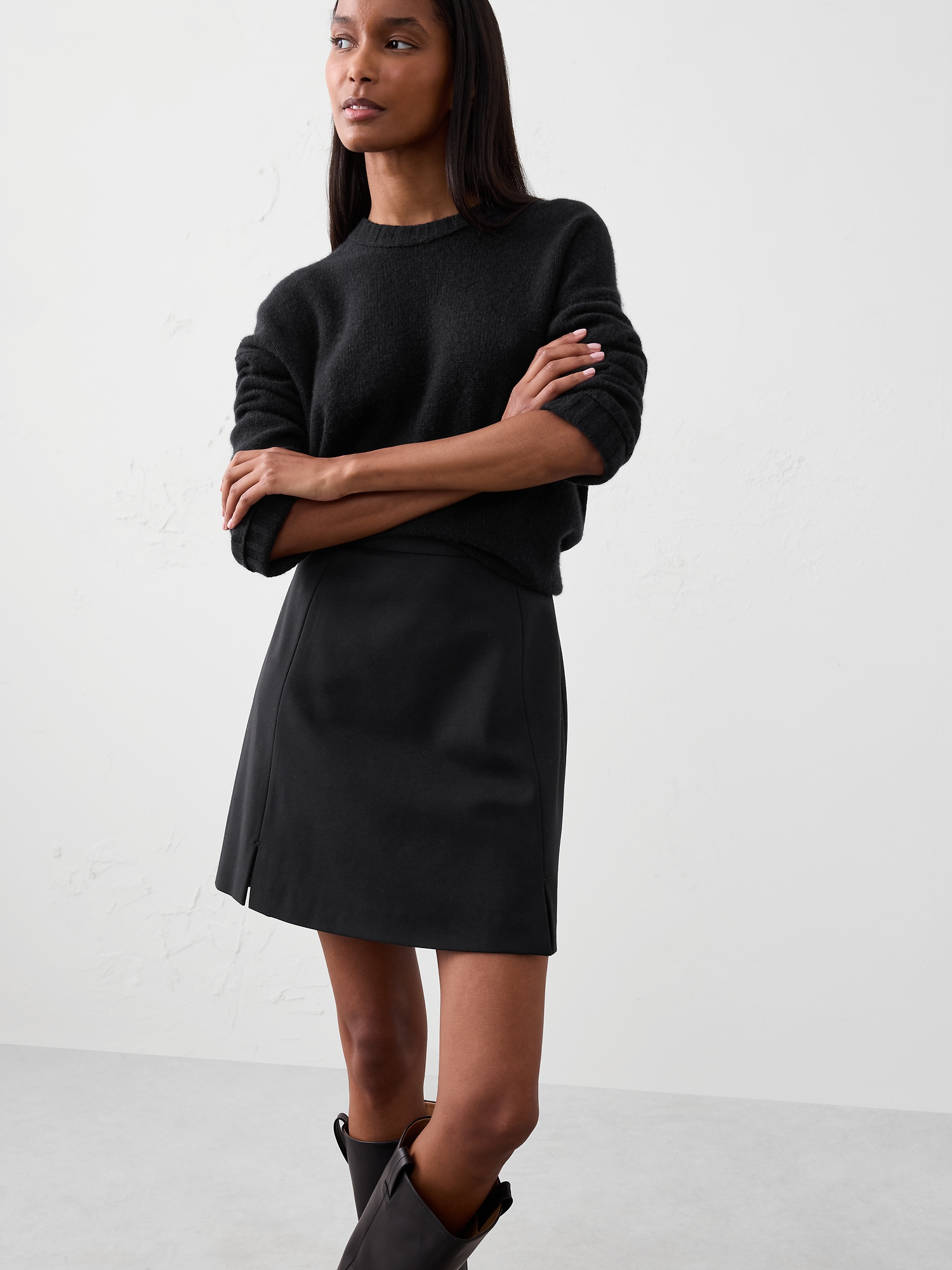 Image number 1 showing, Ponte Slit Mini Skirt