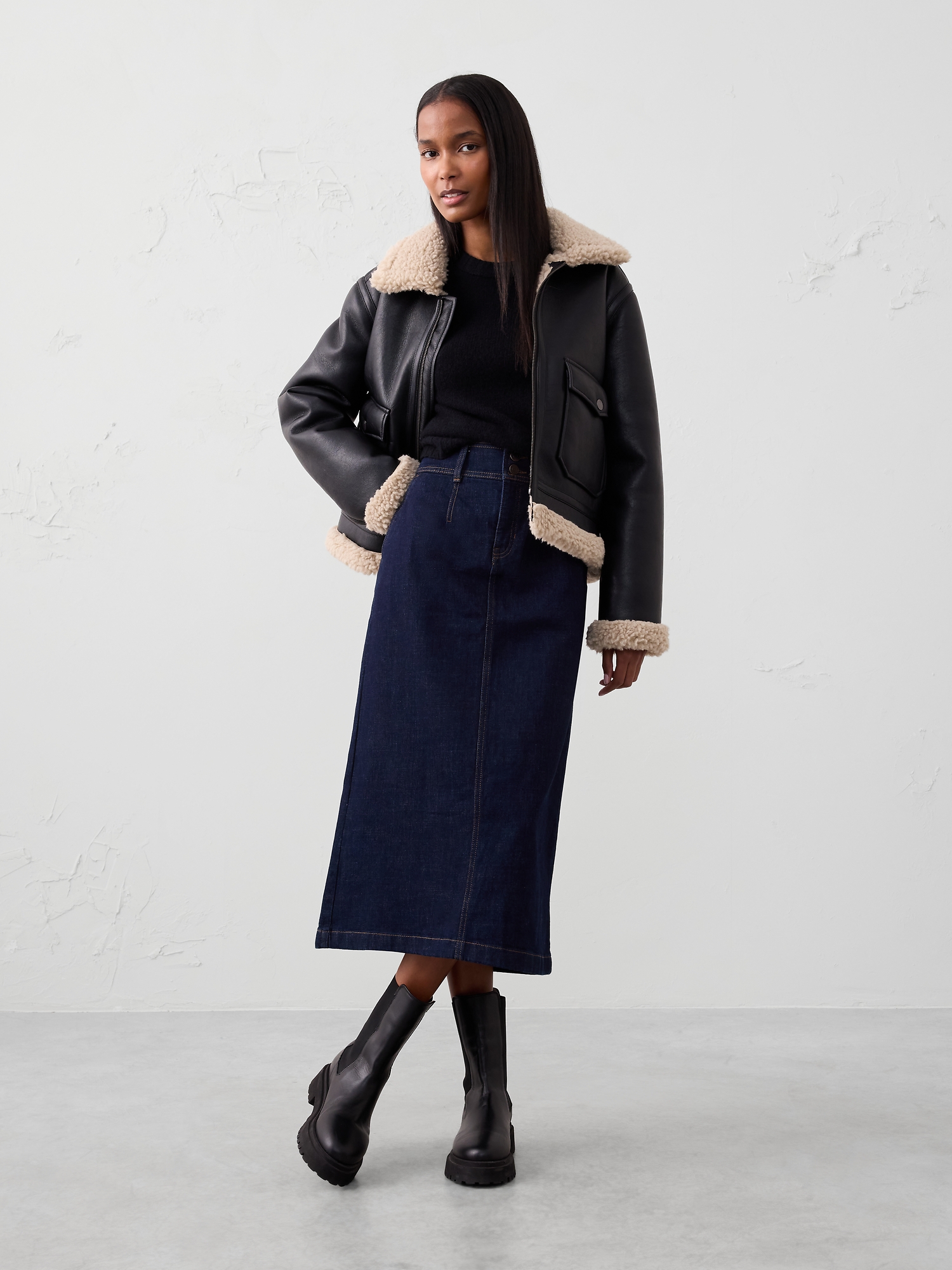 Image number 1 showing, Denim Pleated Maxi Skirt