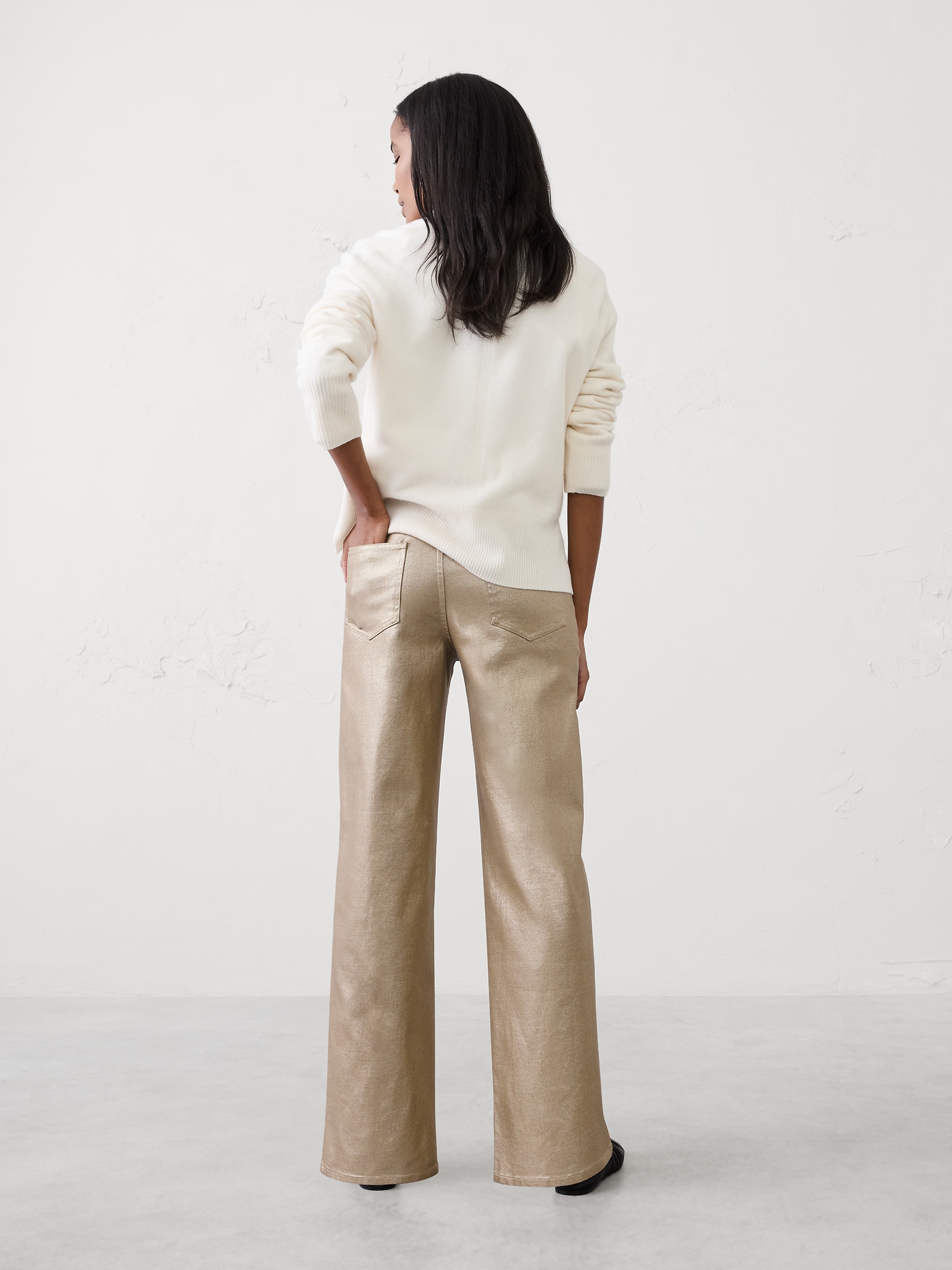 Image number 2 showing, Straight High-Rise Metallic Pant