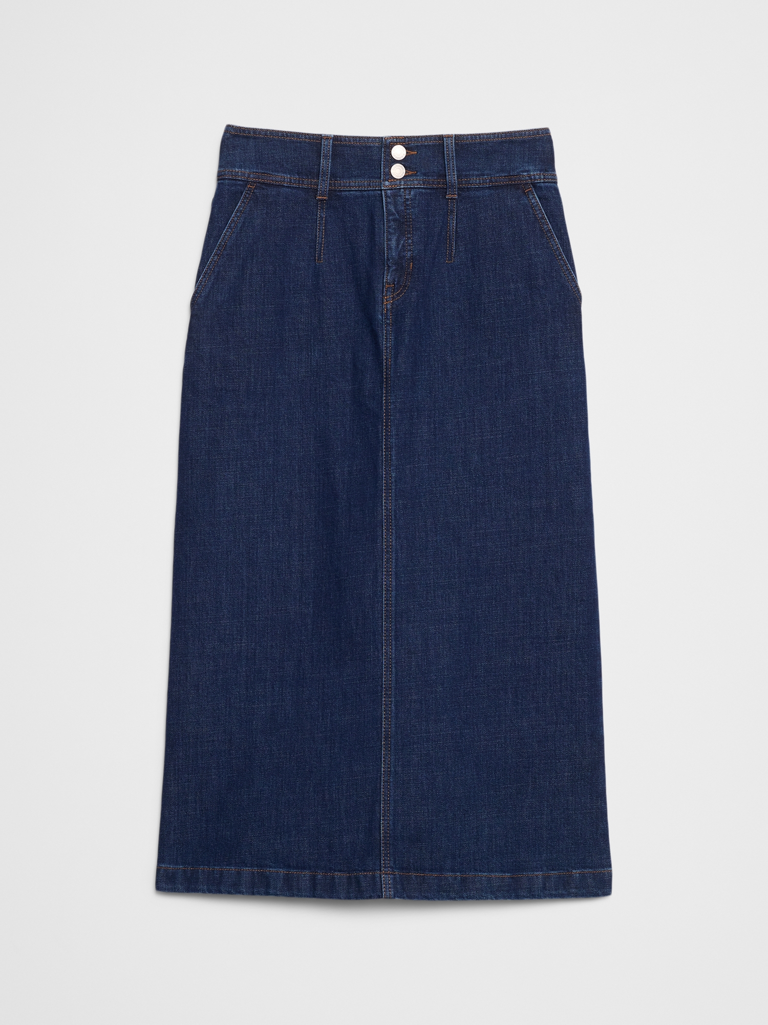L'image numéro 4 présente Jupe longue en denim à plis