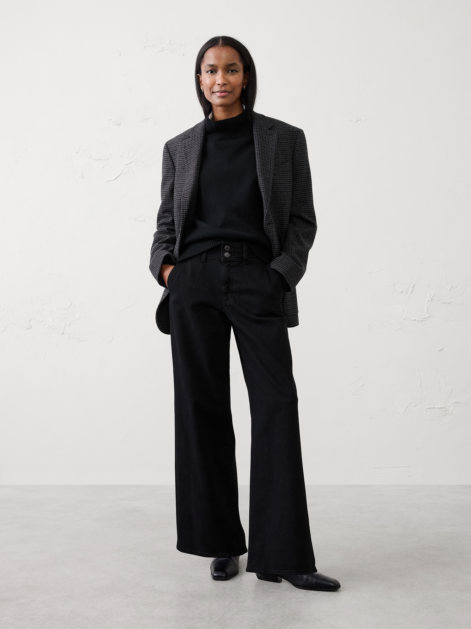 Image number 1 showing, Wide-Leg High-Rise Darted Trouser Jean