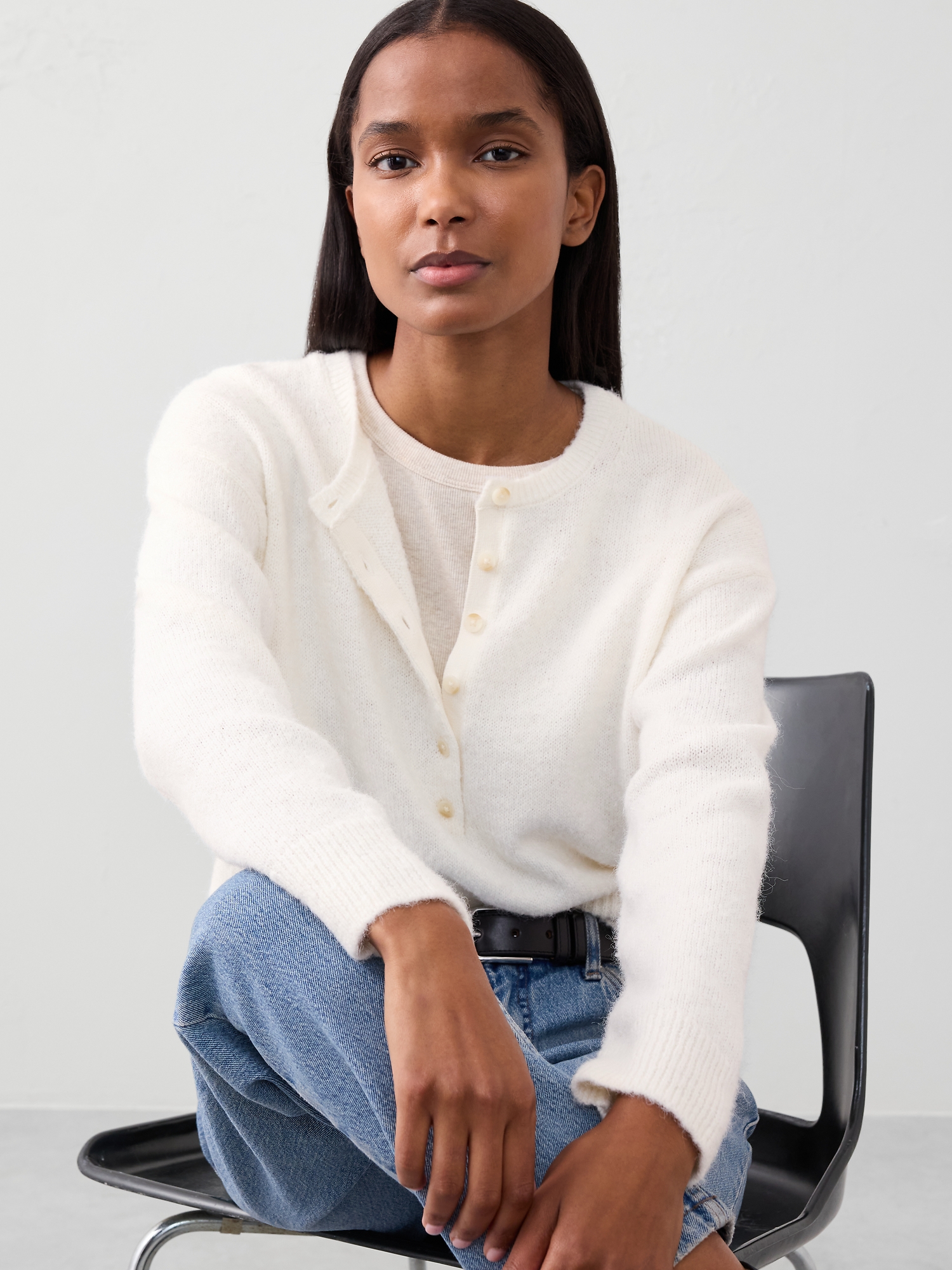 Henley Brushed Pullover Sweater - Snow Day