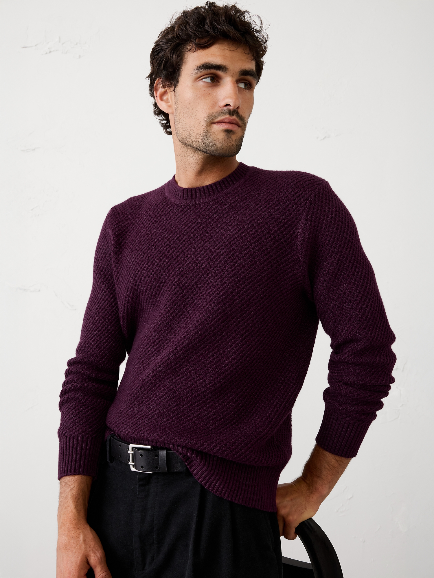 Cozy Textured Sweater - New Pinot Noir