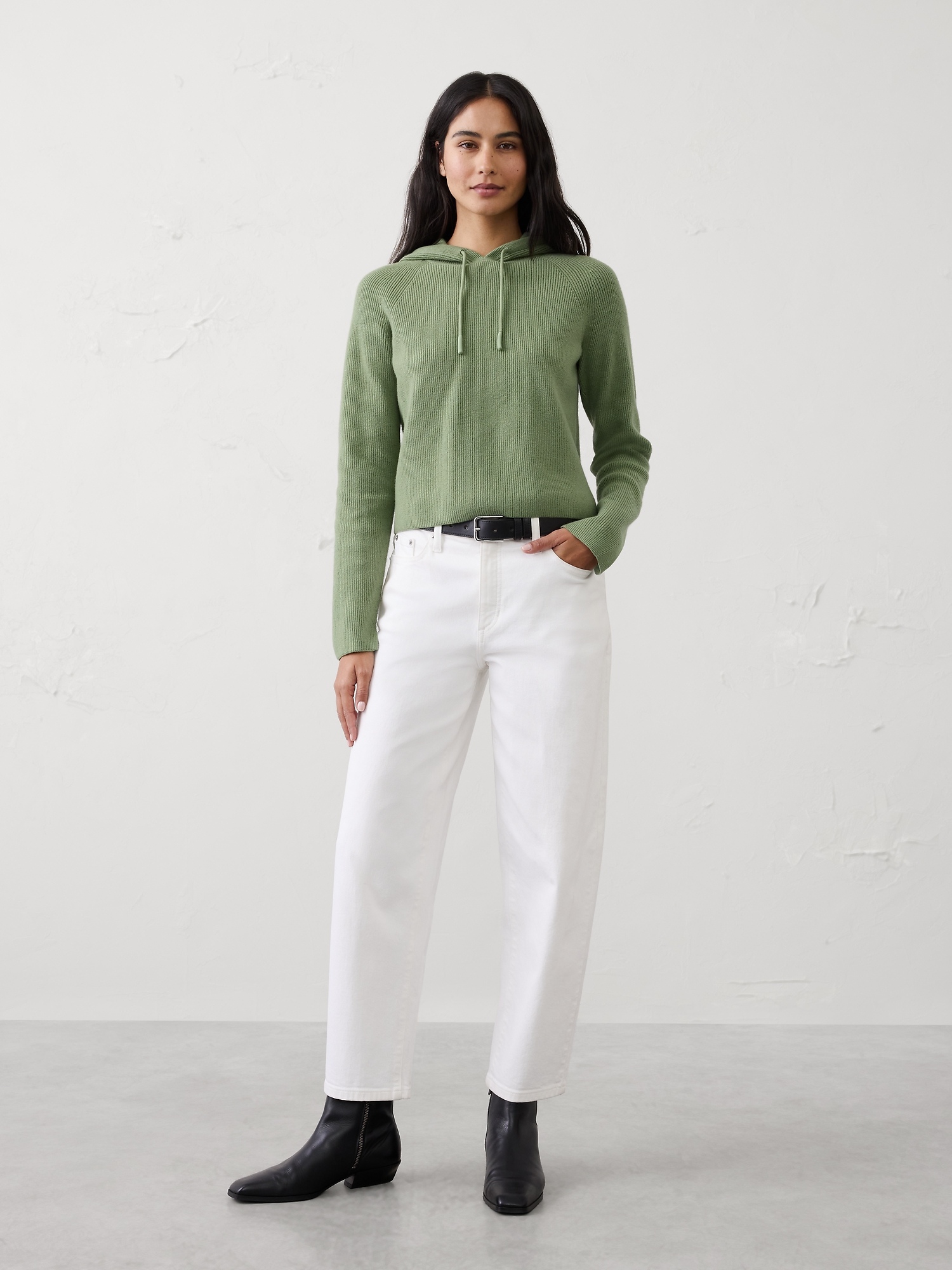 Chandail à capuchon en tricot côtelé