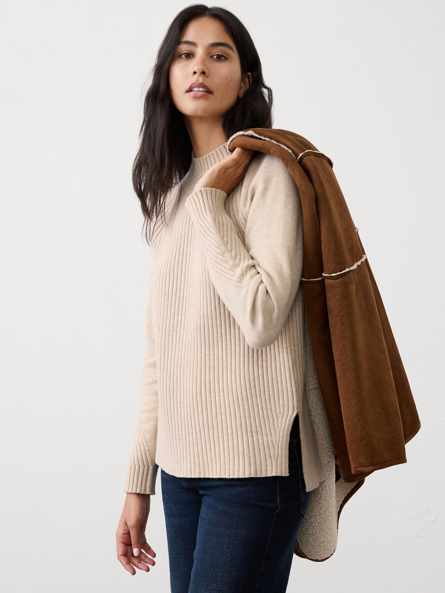 Image number 1 showing, Mixed Ribbed Turtleneck Sweater