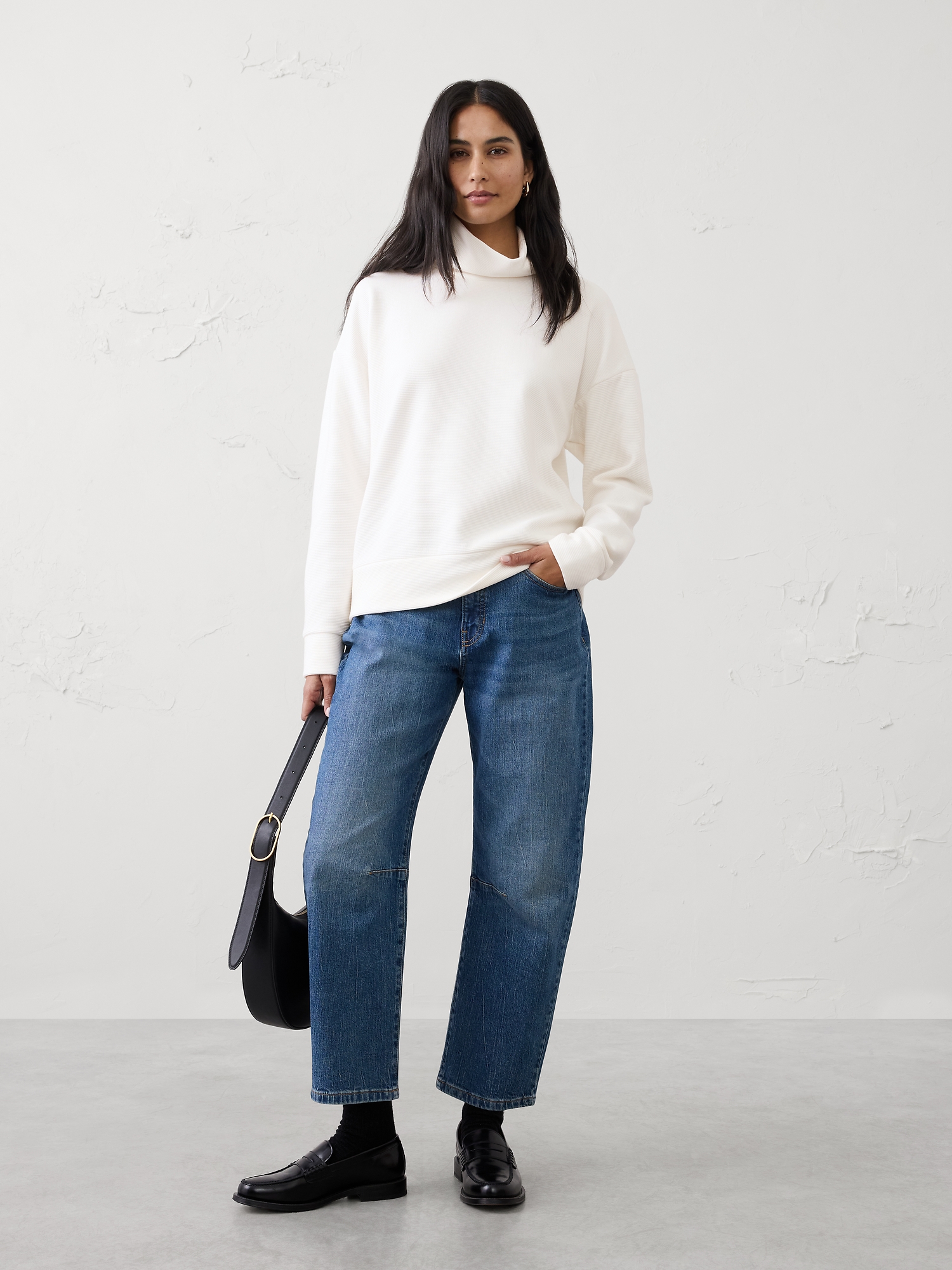 Chandail à col roulé ottoman - Blanc Neige