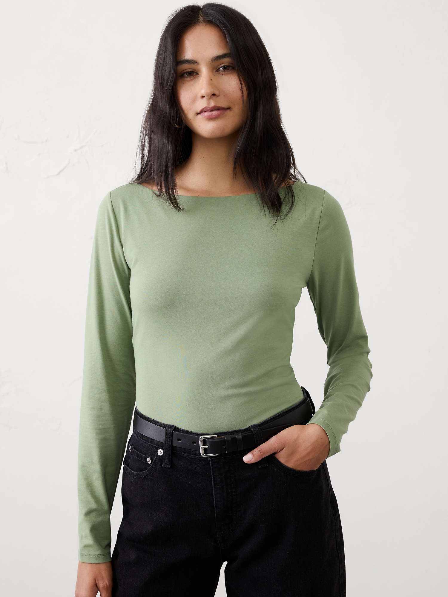 T-shirt extensible doux - Vert Élégant