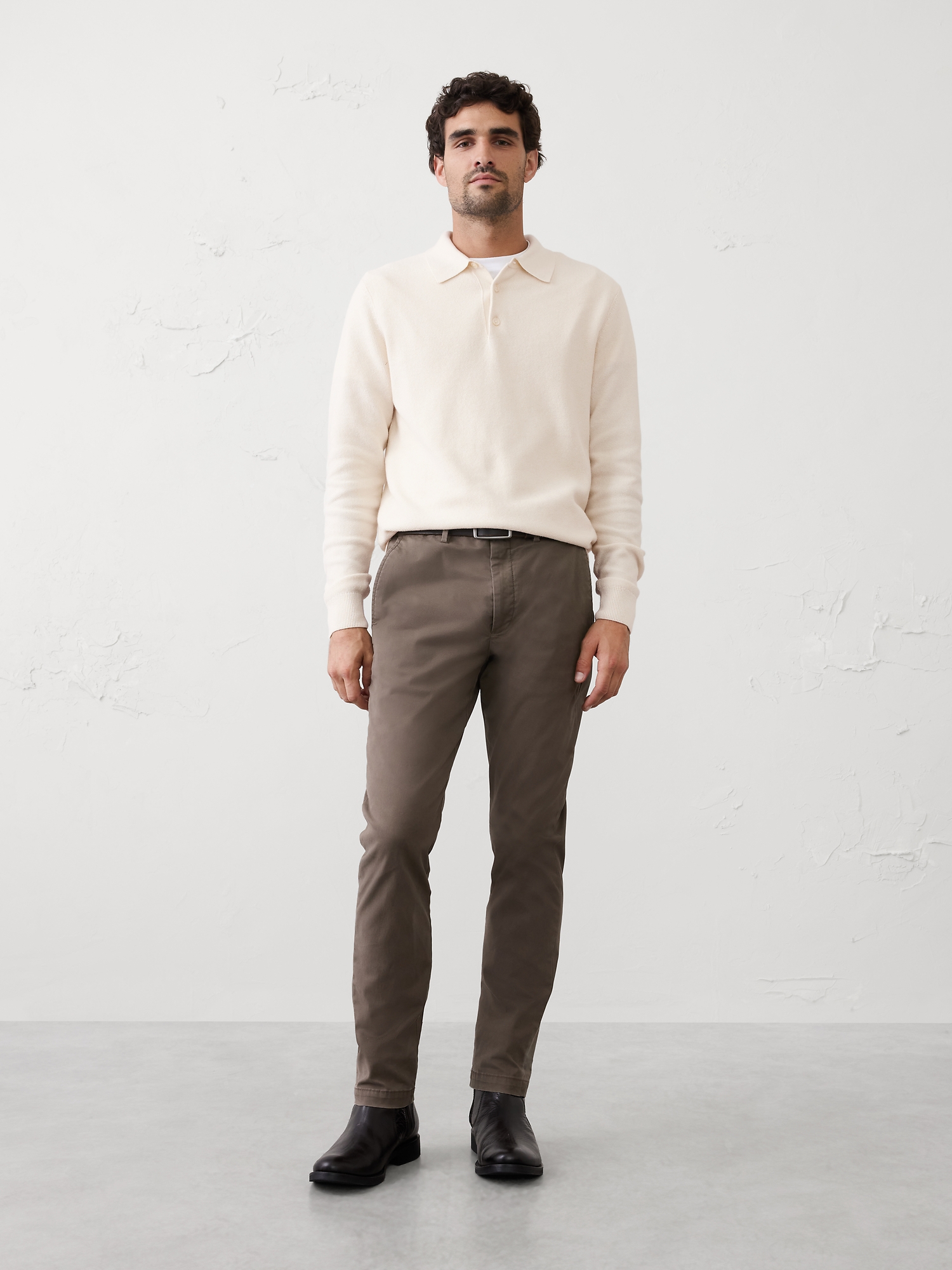 Chandail à col polo en tricot point de riz