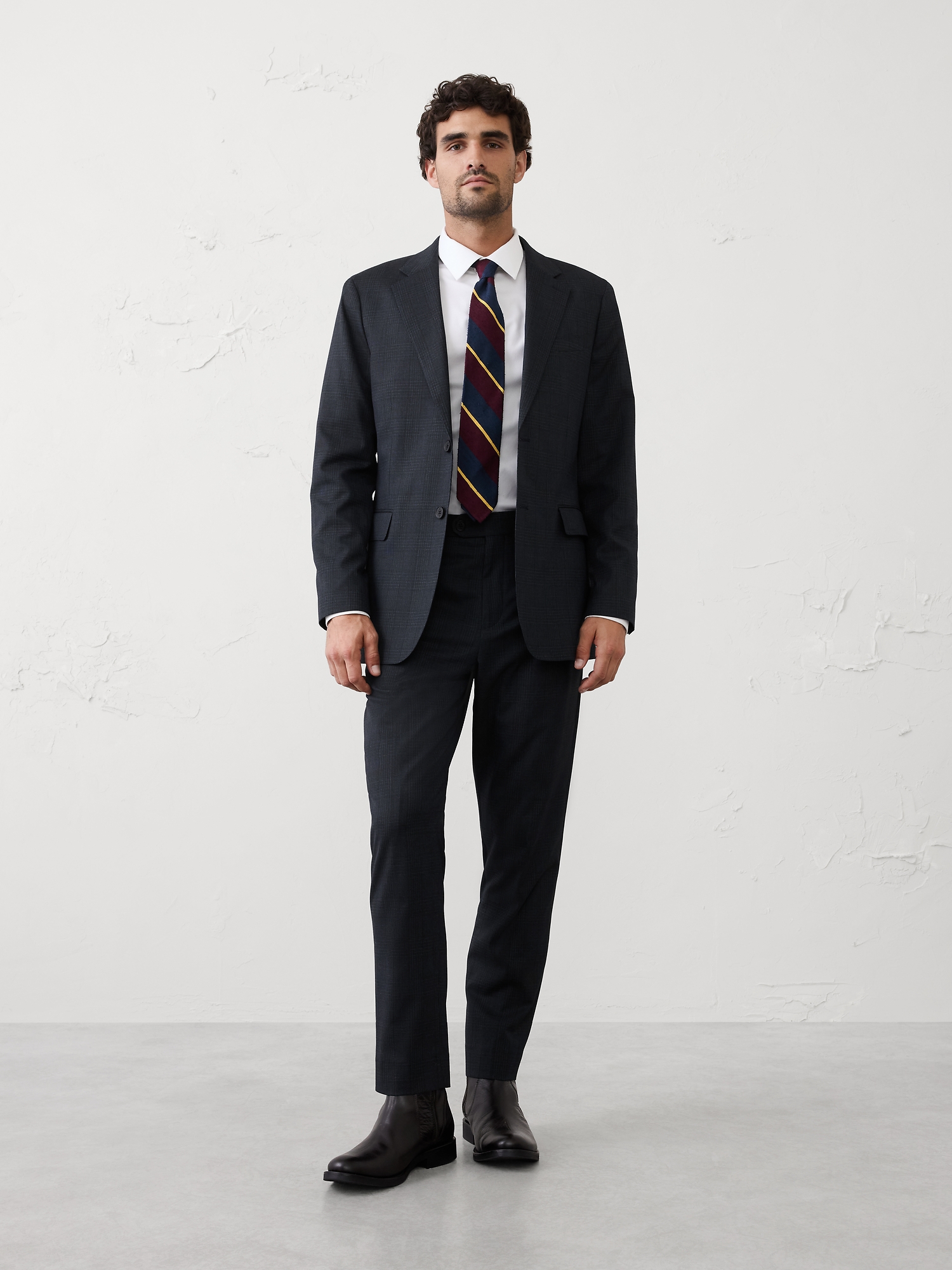 Tailored-Fit Glen Plaid Jacket - Dark Navy