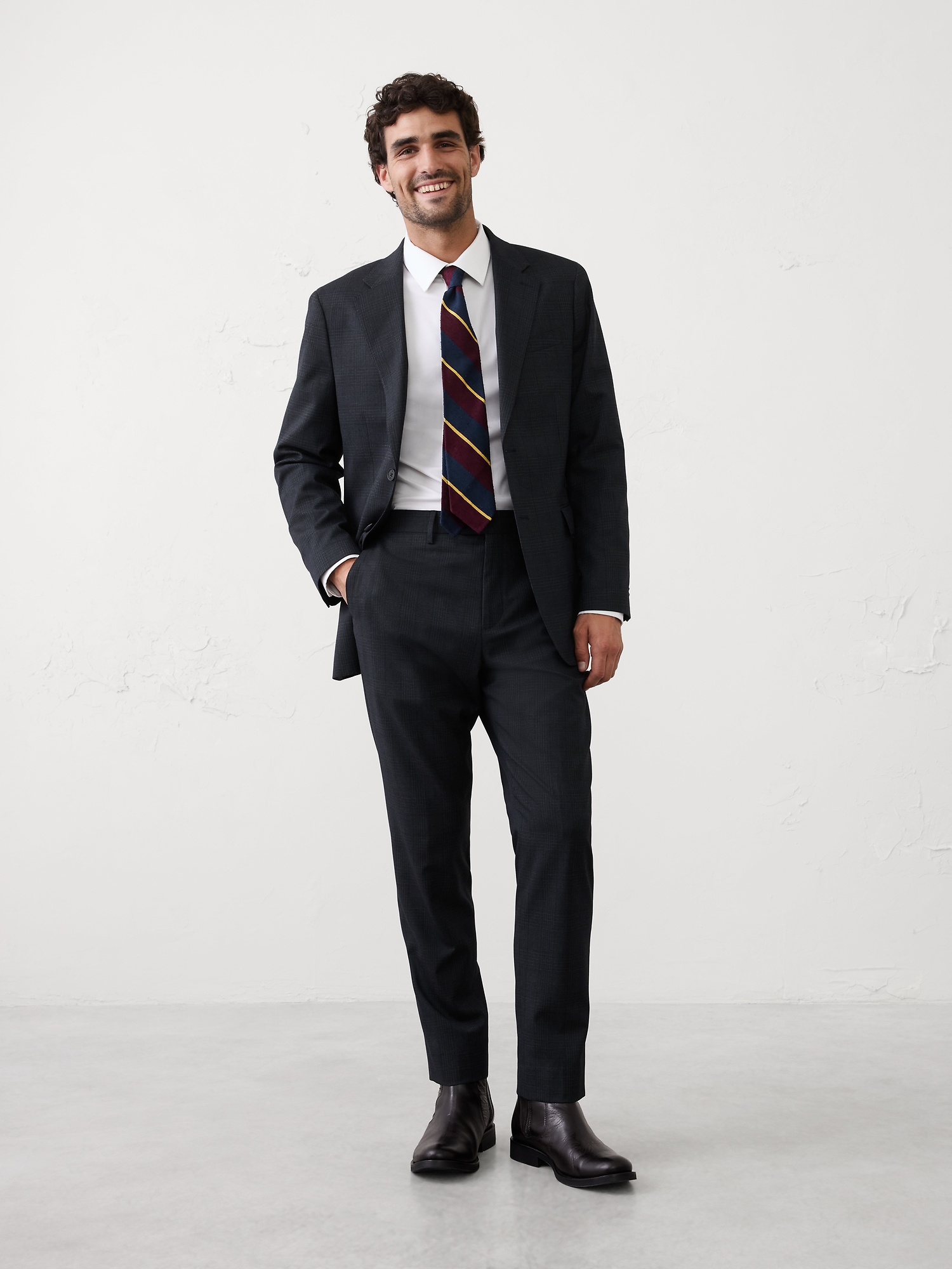 Image number 1 showing, Tailored-Fit Glen Plaid Trouser