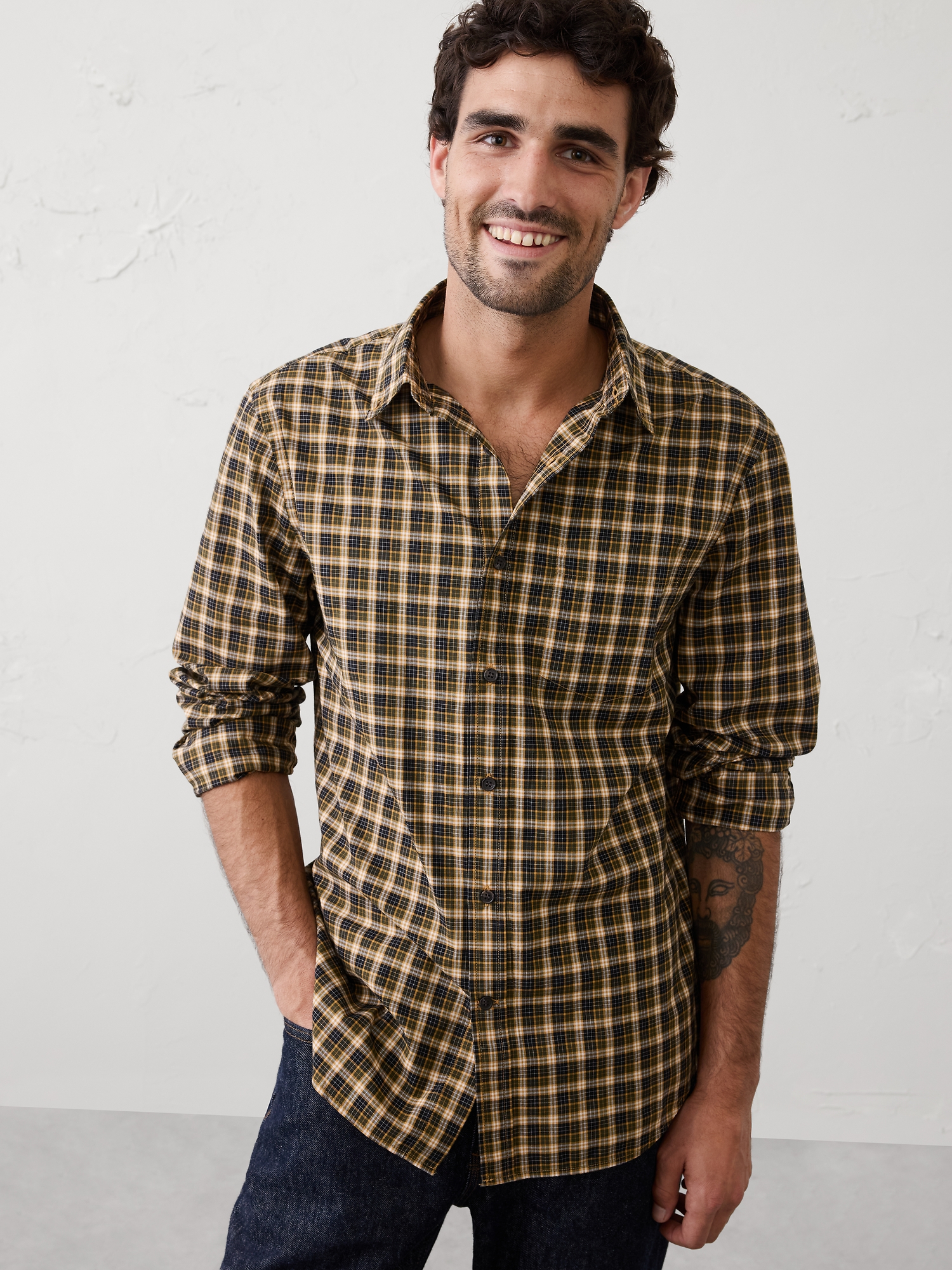 Slim-Fit Softwash Cotton Shirt - Multi Plaid