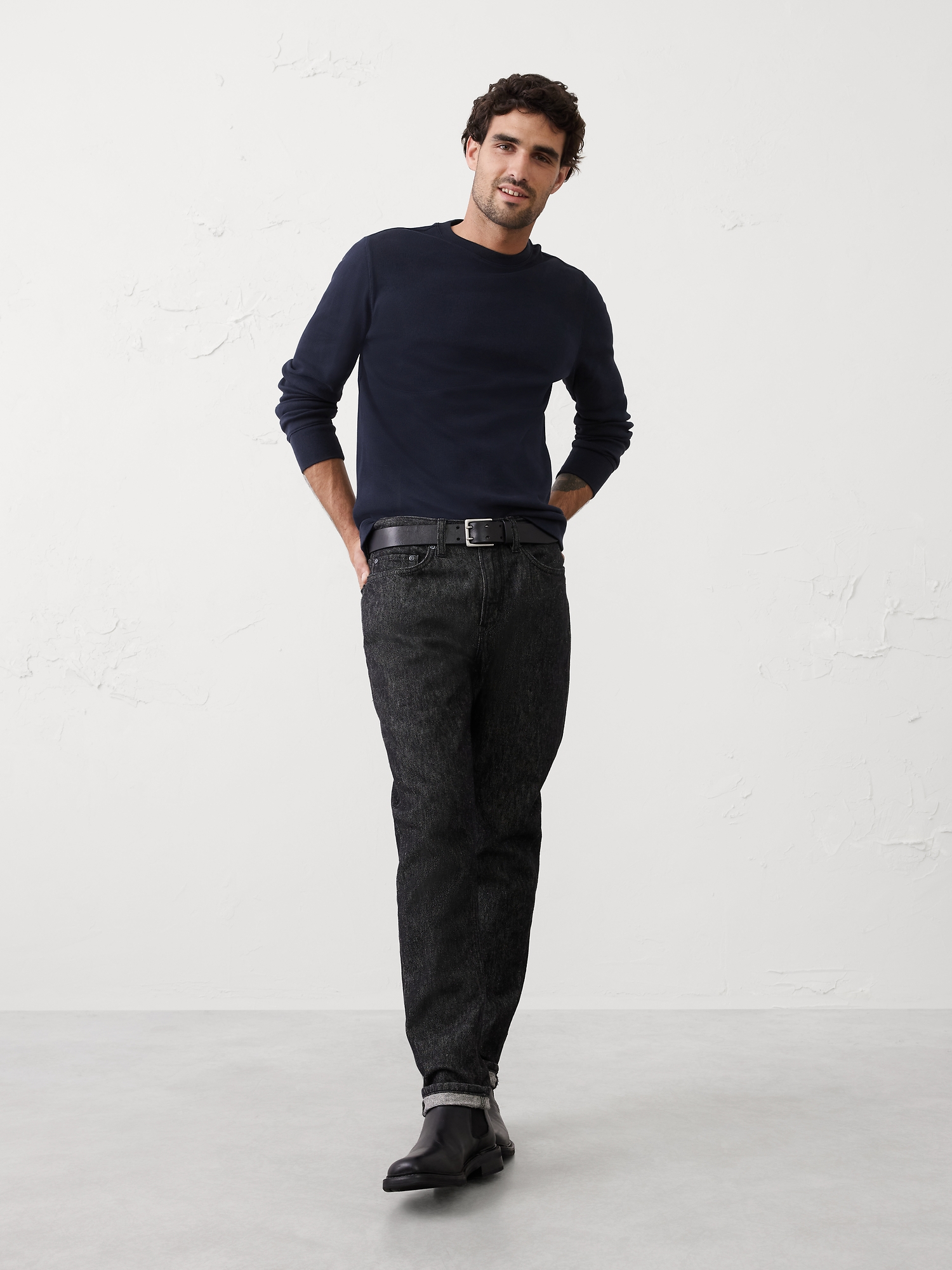 Standard-Fit Mini Ribbed Pullover Top