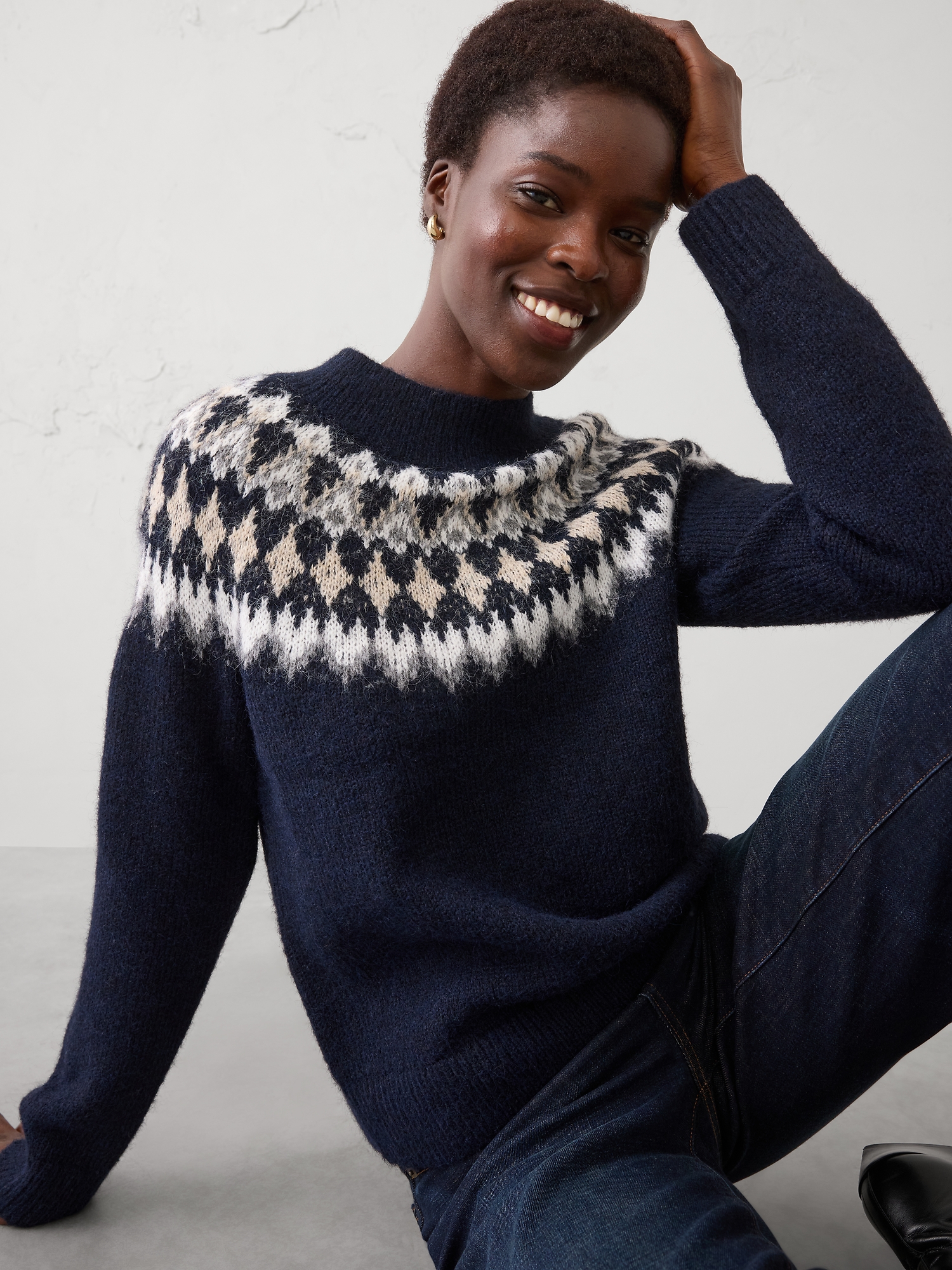 Brushed Pullover Sweater - Preppy Navy