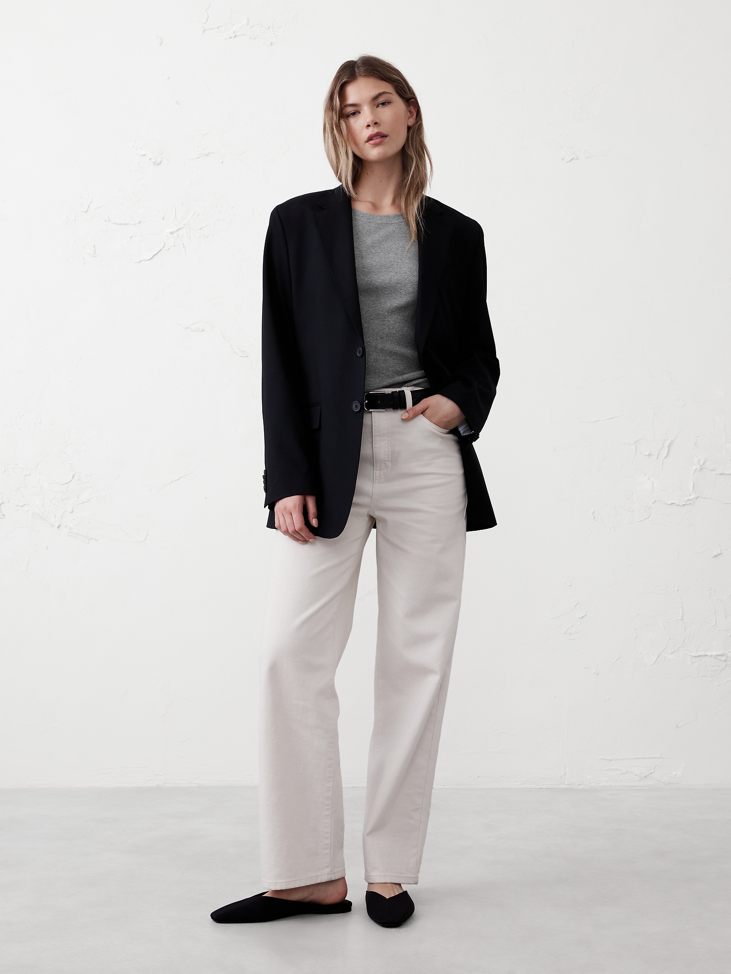 L'image numéro 3 présente T-shirt côtelé à manches aux coudes