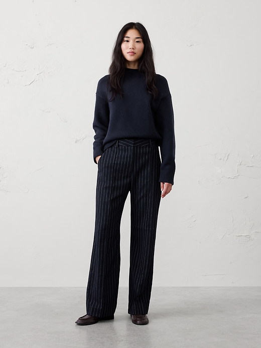 Wide-Leg High-Rise Brushed Pintuck Trouser | Banana Republic Factory