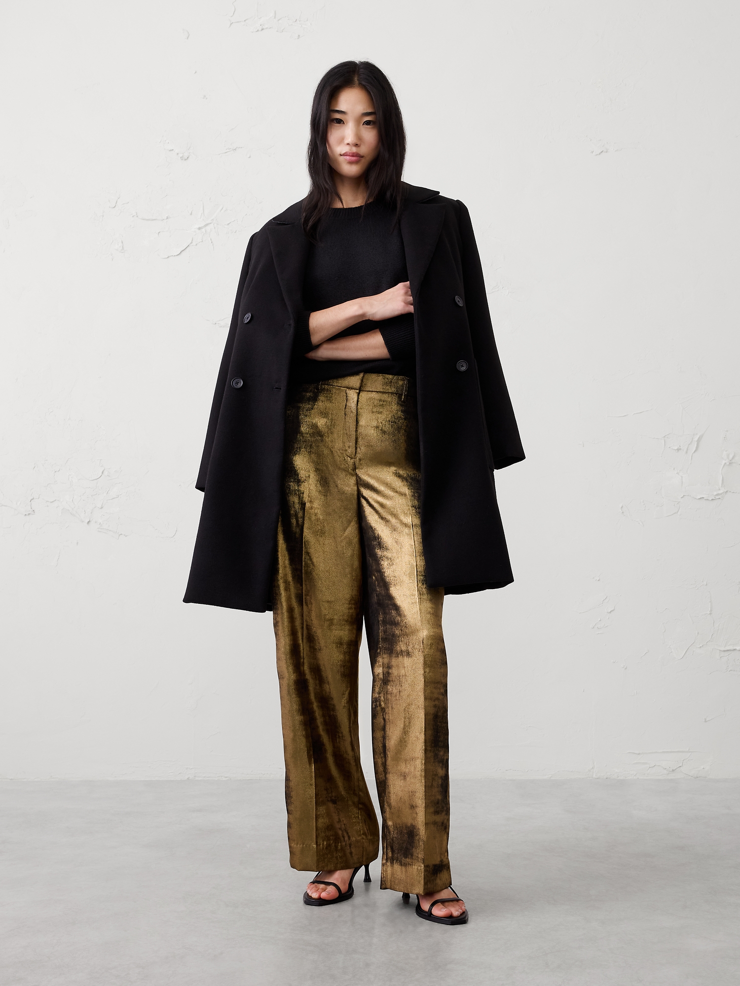 Image number 1 showing, Metallic Wide-Leg Pant