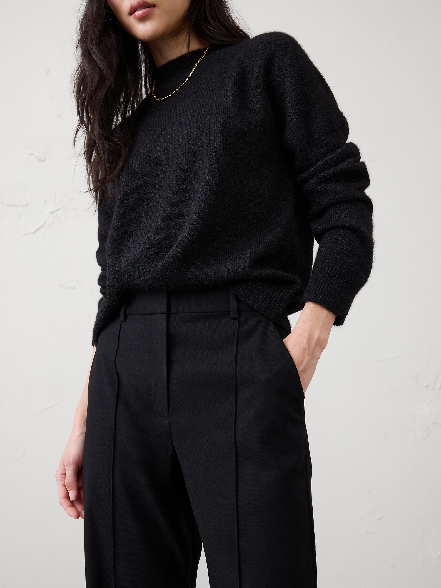 L'image numéro 3 présente Pantalon nervuré brossé à jambe large et taille très haute